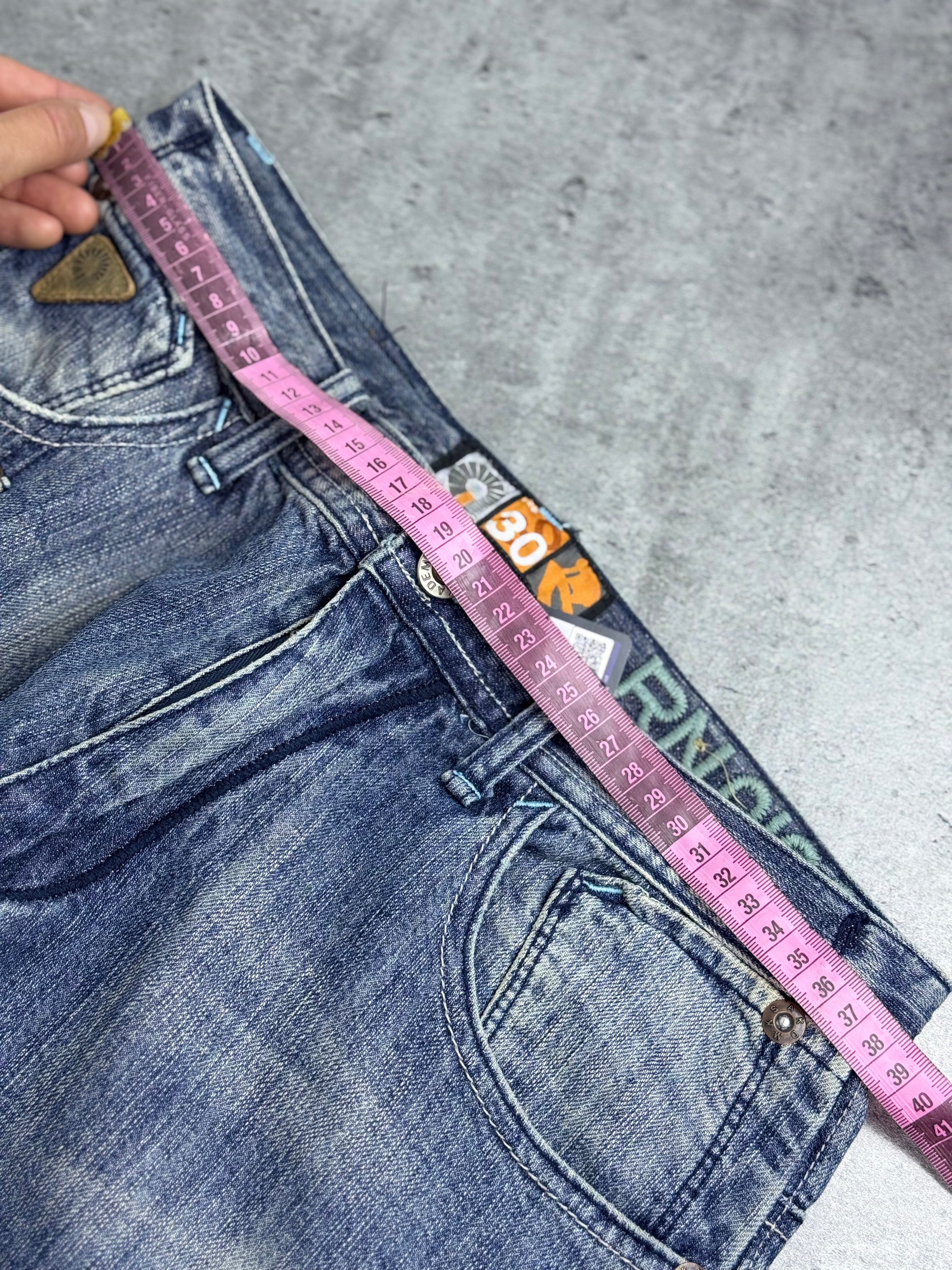 Y2K AKADEMIKS Baggy 2000s Jeans Wide Leg Luźne Spodnie Jeansowe Amerykańskie Vintage