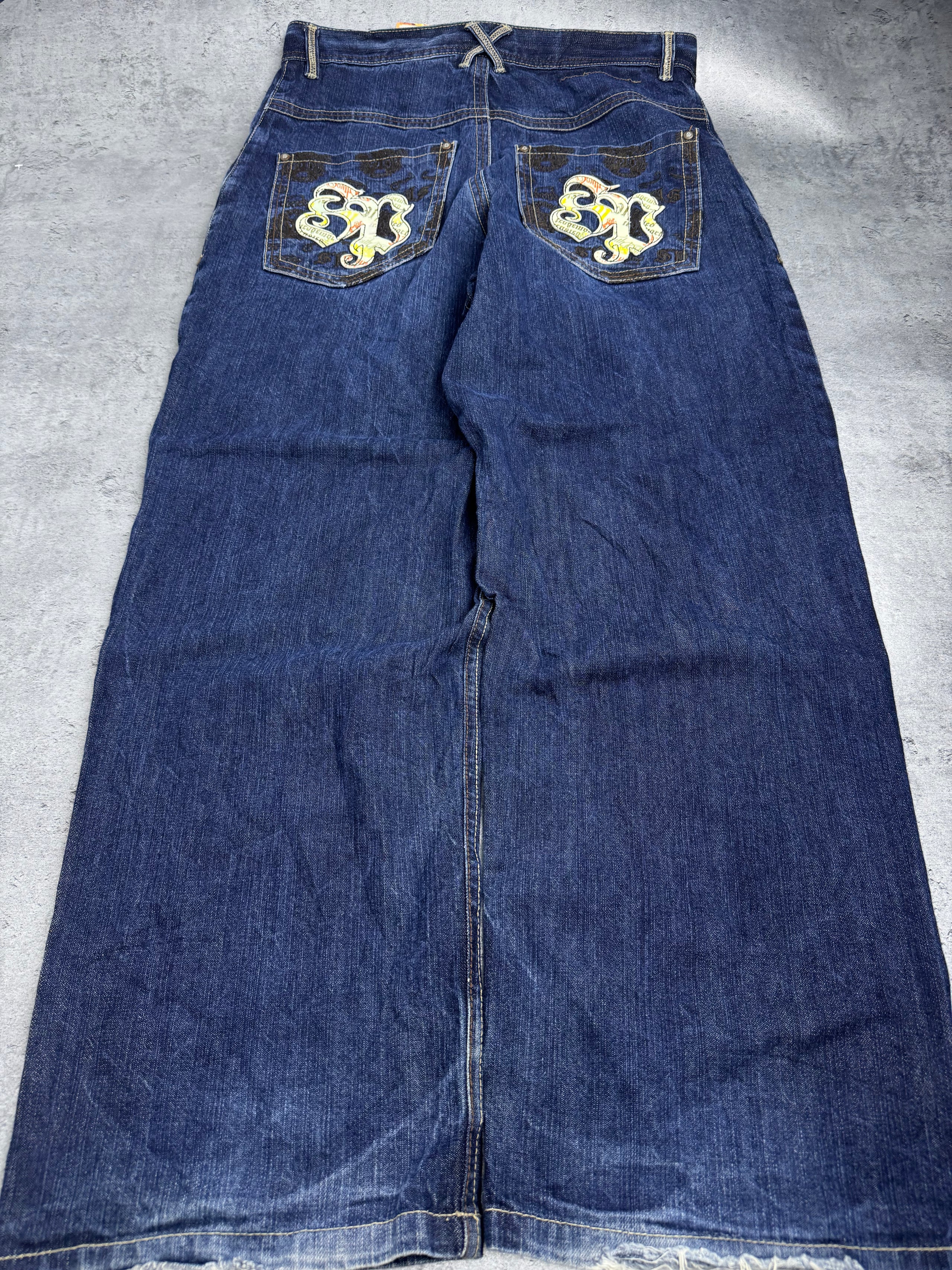 Authentic Baggy Southpole Wide Leg Jeans Spodnie Y2K embroidery on the back loose fit American