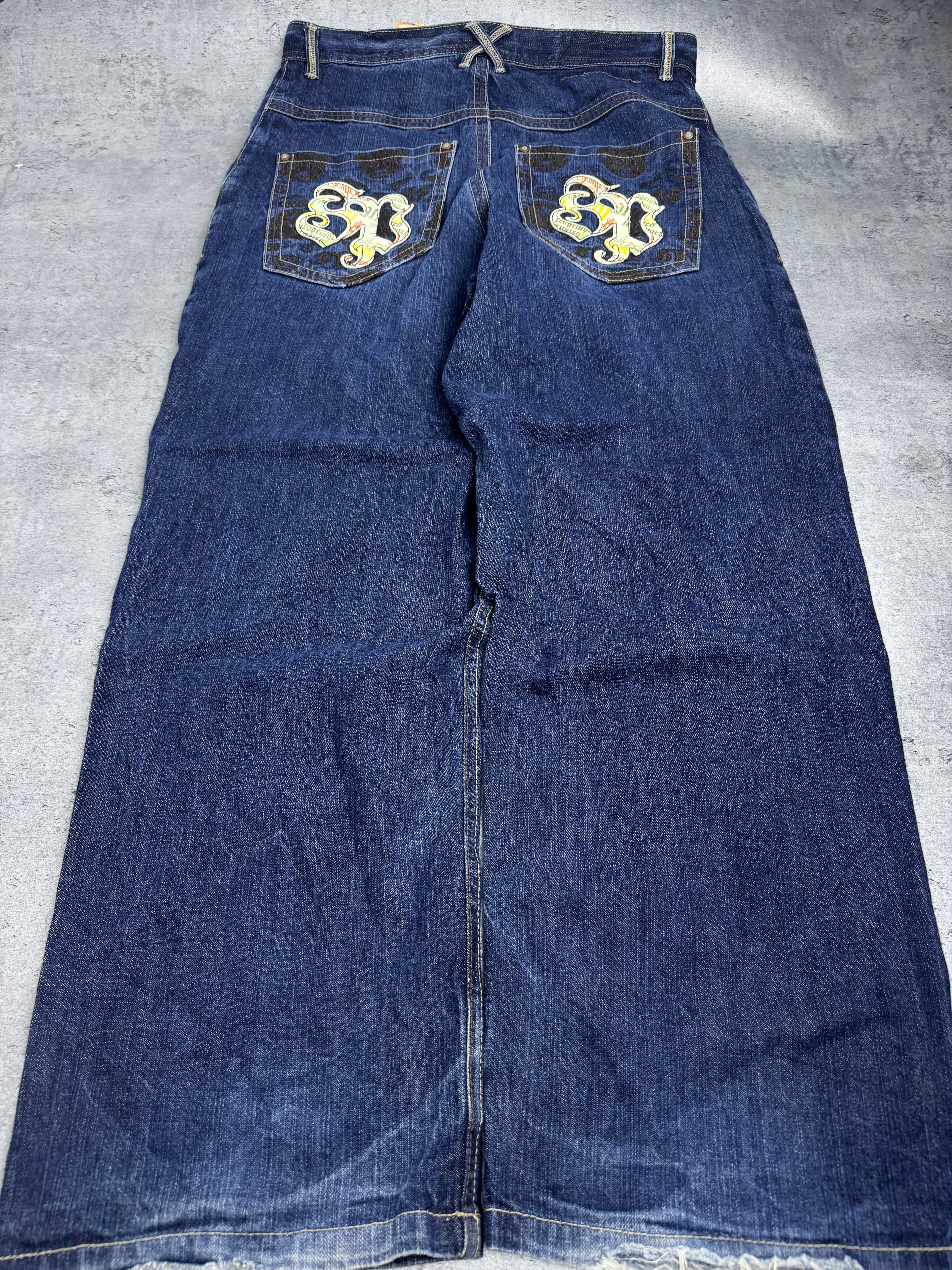 Authentic Baggy Southpole Wide Leg Jeans Spodnie Y2K embroidery on the back loose fit American