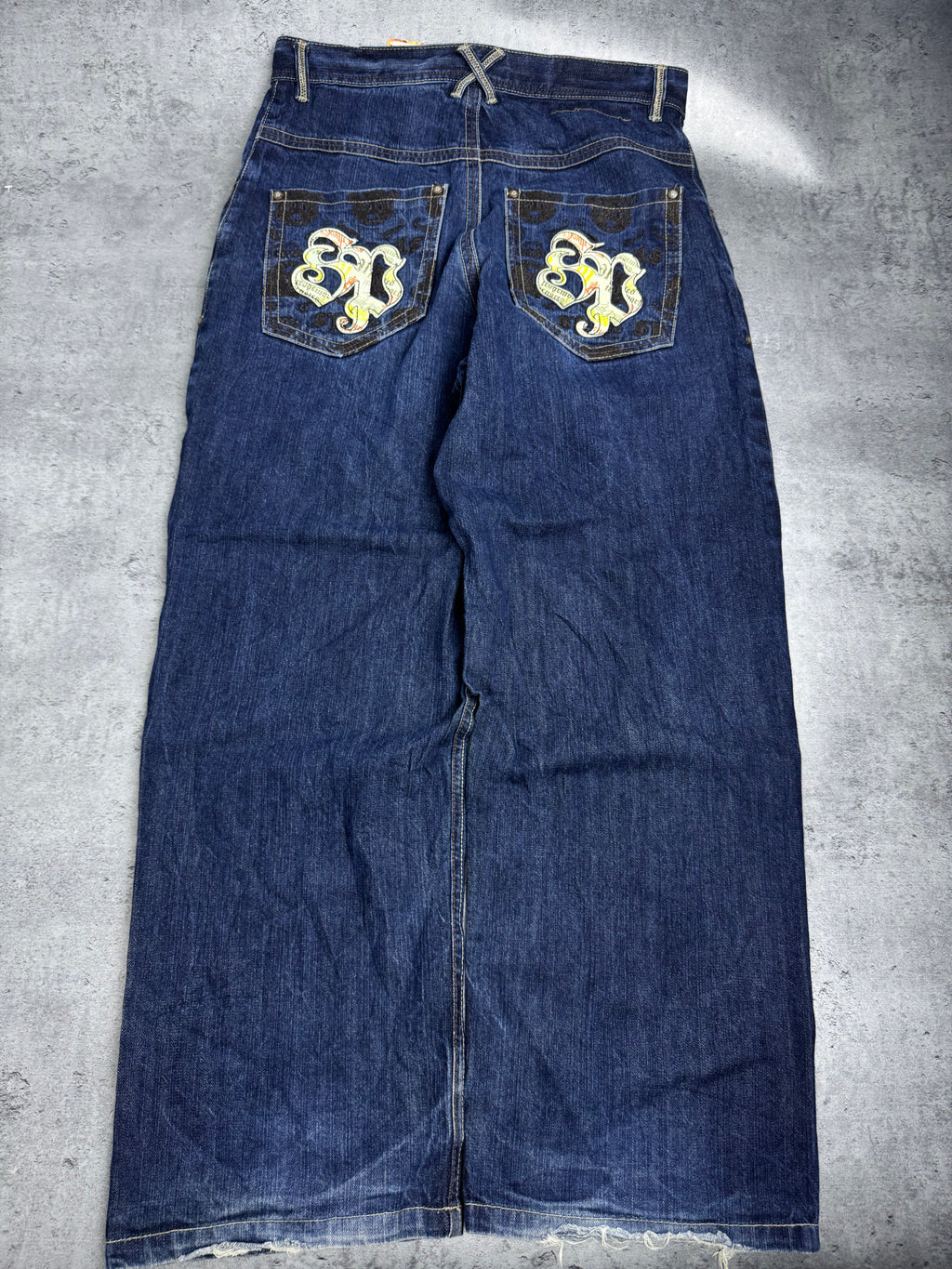 Authentic Baggy Southpole Wide Leg Jeans Spodnie Y2K embroidery on the back loose fit American