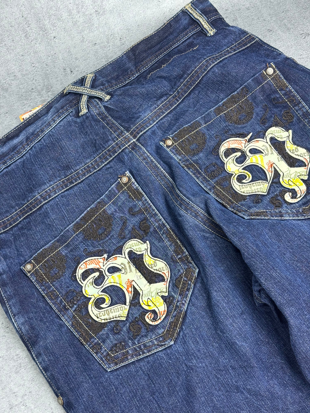 Authentic Baggy Southpole Wide Leg Jeans Spodnie Y2K embroidery on the back loose fit American