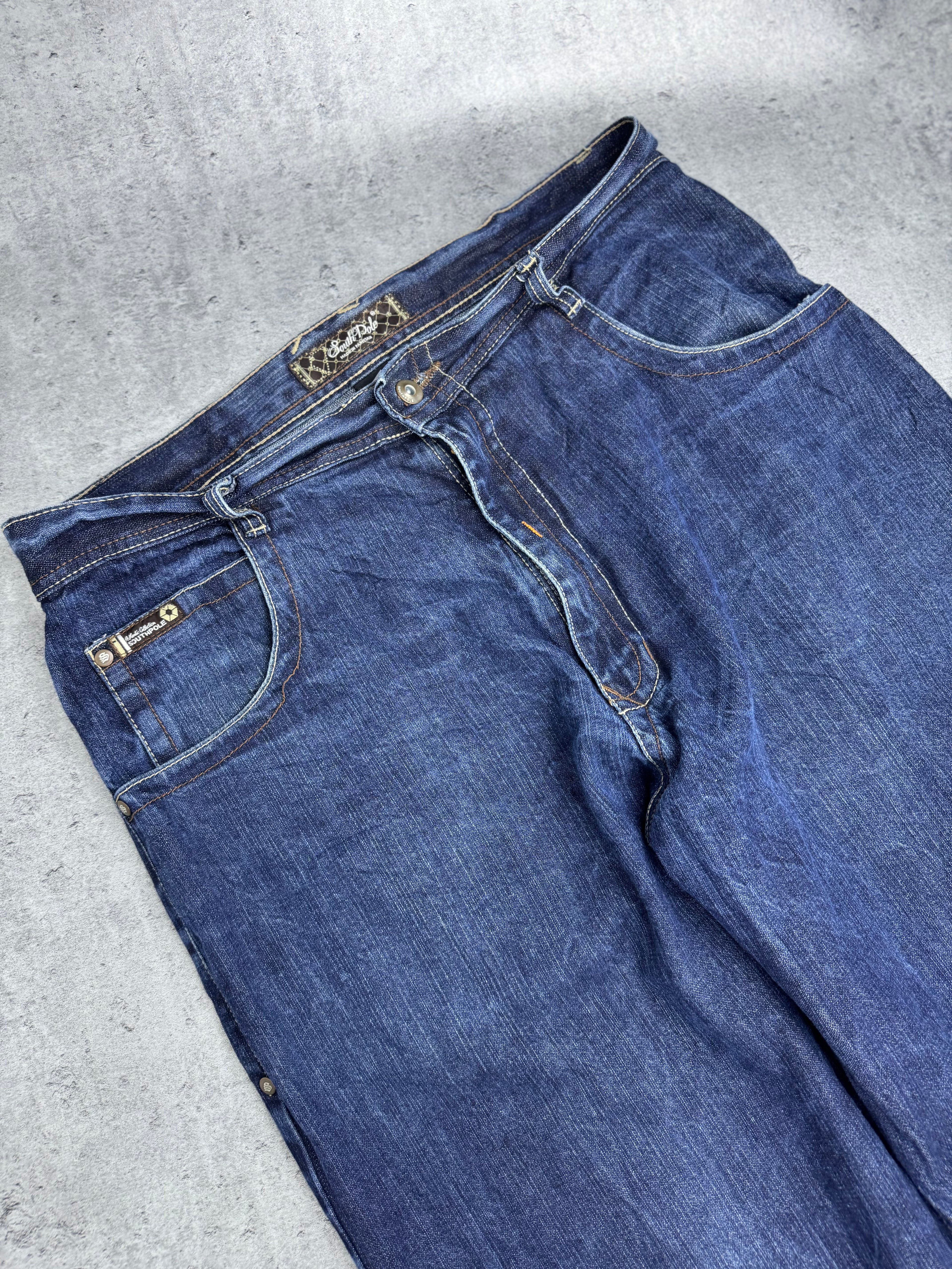 Authentic Baggy Southpole Wide Leg Jeans Spodnie Y2K embroidery on the back loose fit American