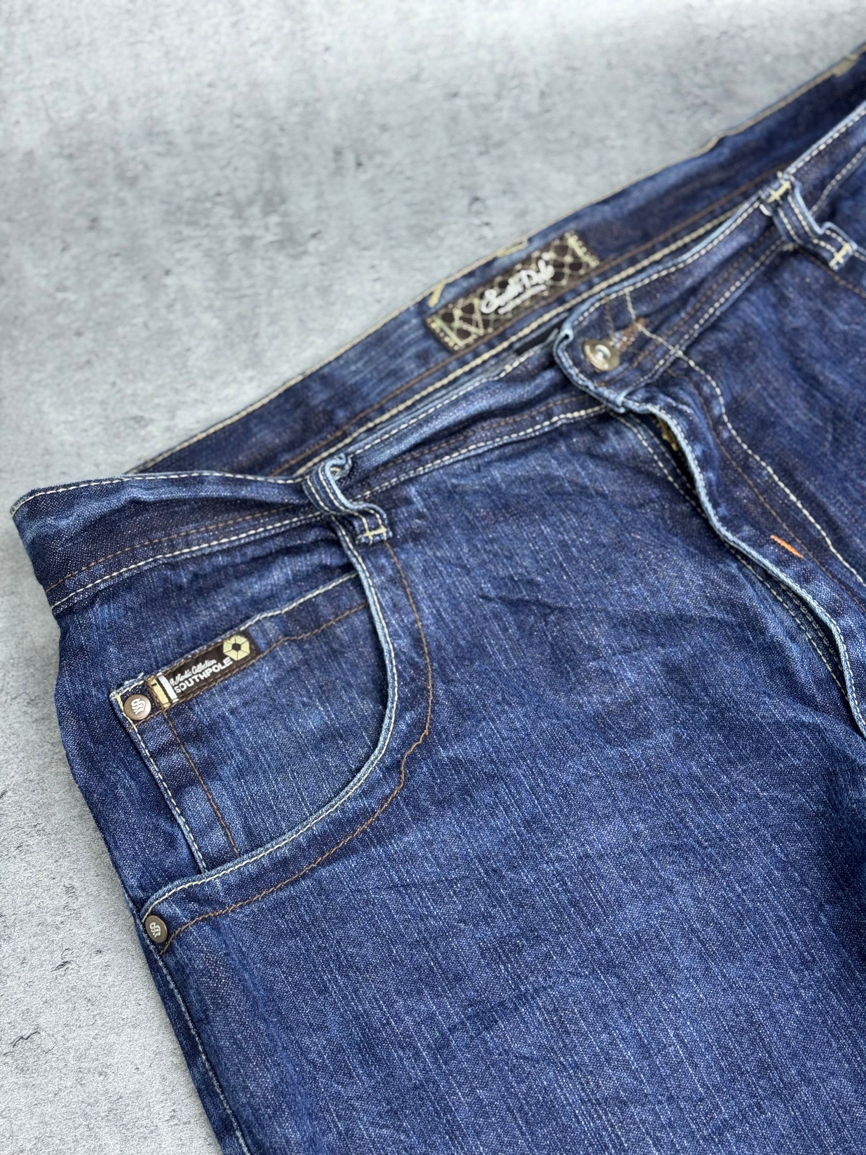 Authentic Baggy Southpole Wide Leg Jeans Spodnie Y2K embroidery on the back loose fit American