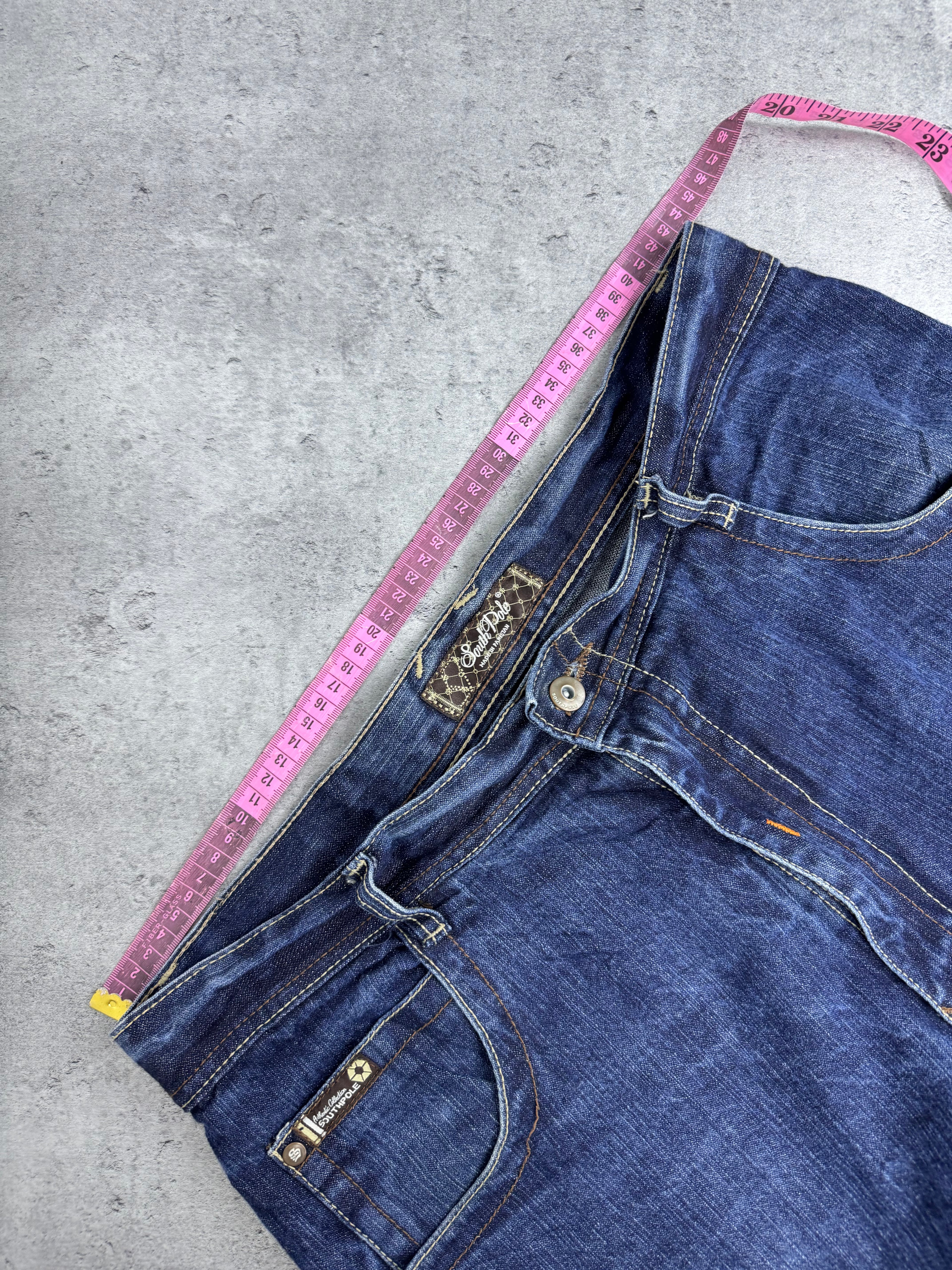 Authentic Baggy Southpole Wide Leg Jeans Spodnie Y2K embroidery on the back loose fit American
