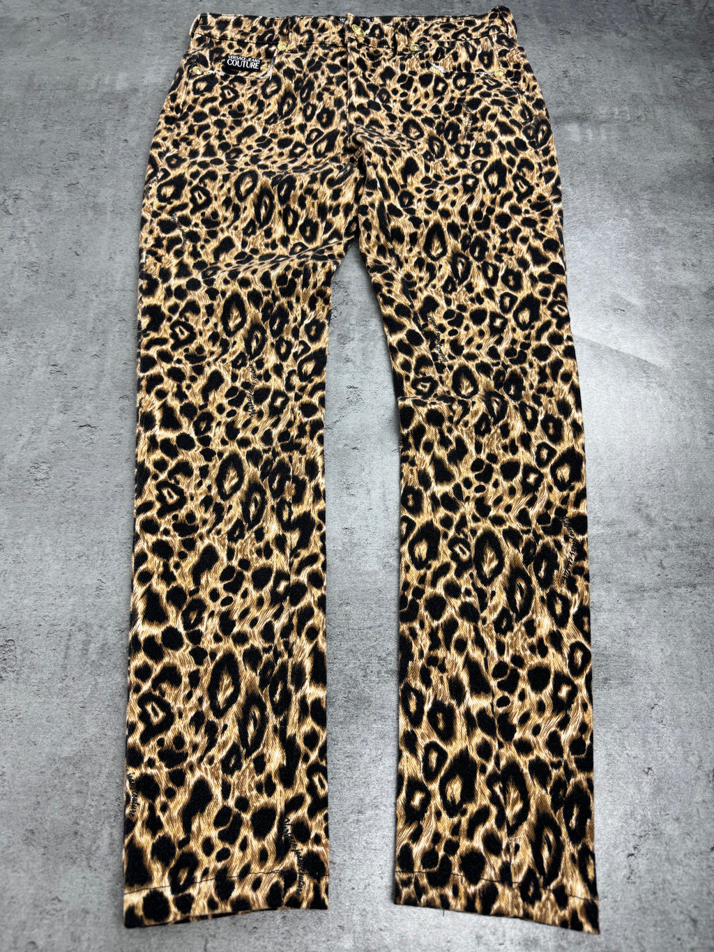 Versace Jeans Couture Spodnie w Panterkę Animal Print Skinny Jeans Designer