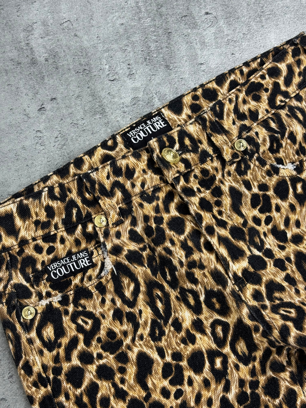 Versace Jeans Couture Spodnie w Panterkę Animal Print Skinny Jeans Designer