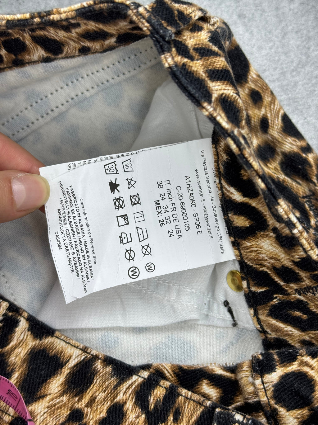 Versace Jeans Couture Spodnie w Panterkę Animal Print Skinny Jeans Designer