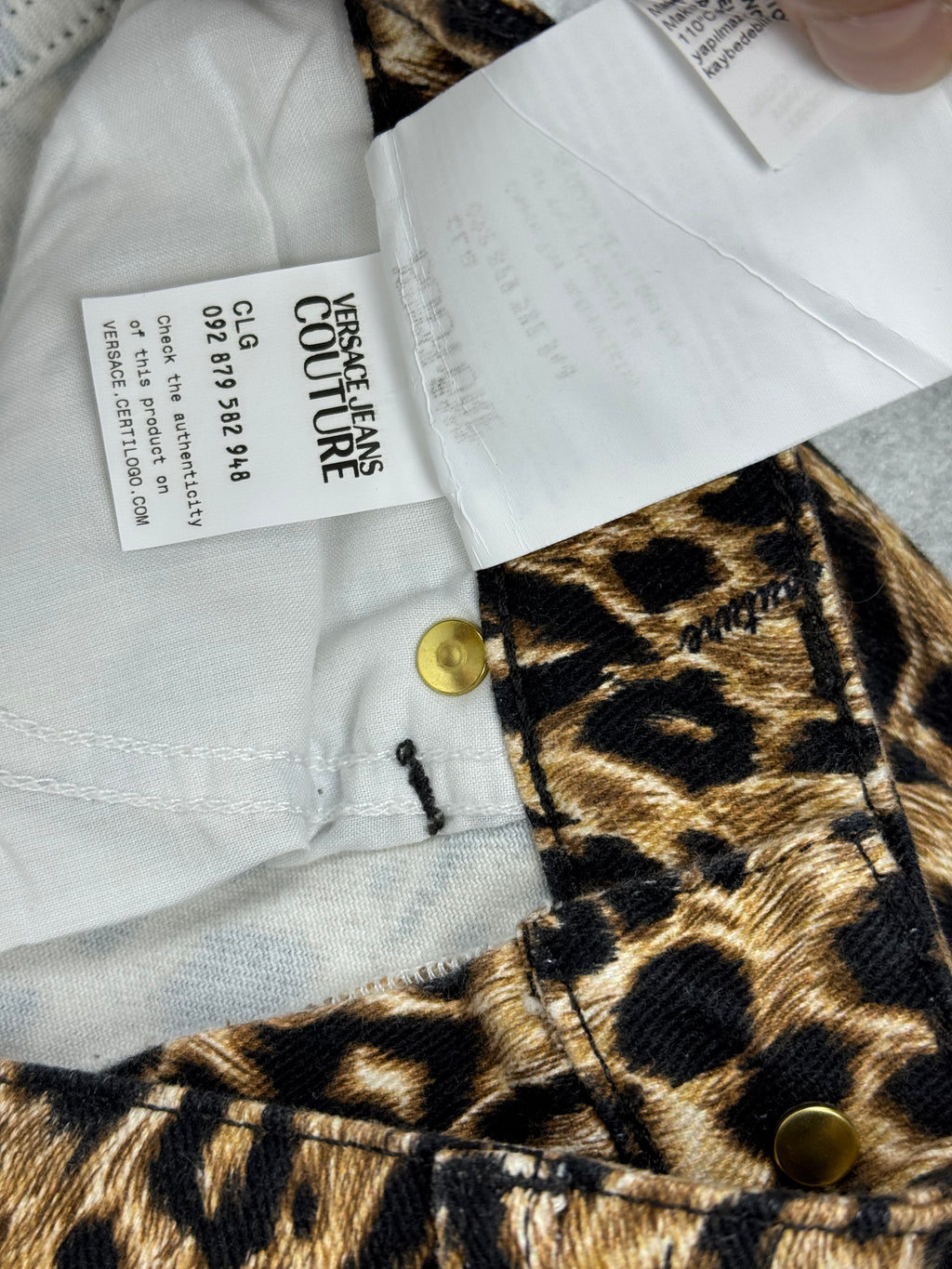 Versace Jeans Couture Spodnie w Panterkę Animal Print Skinny Jeans Designer