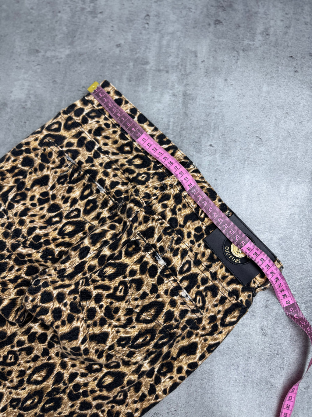 Versace Jeans Couture Spodnie w Panterkę Animal Print Skinny Jeans Designer