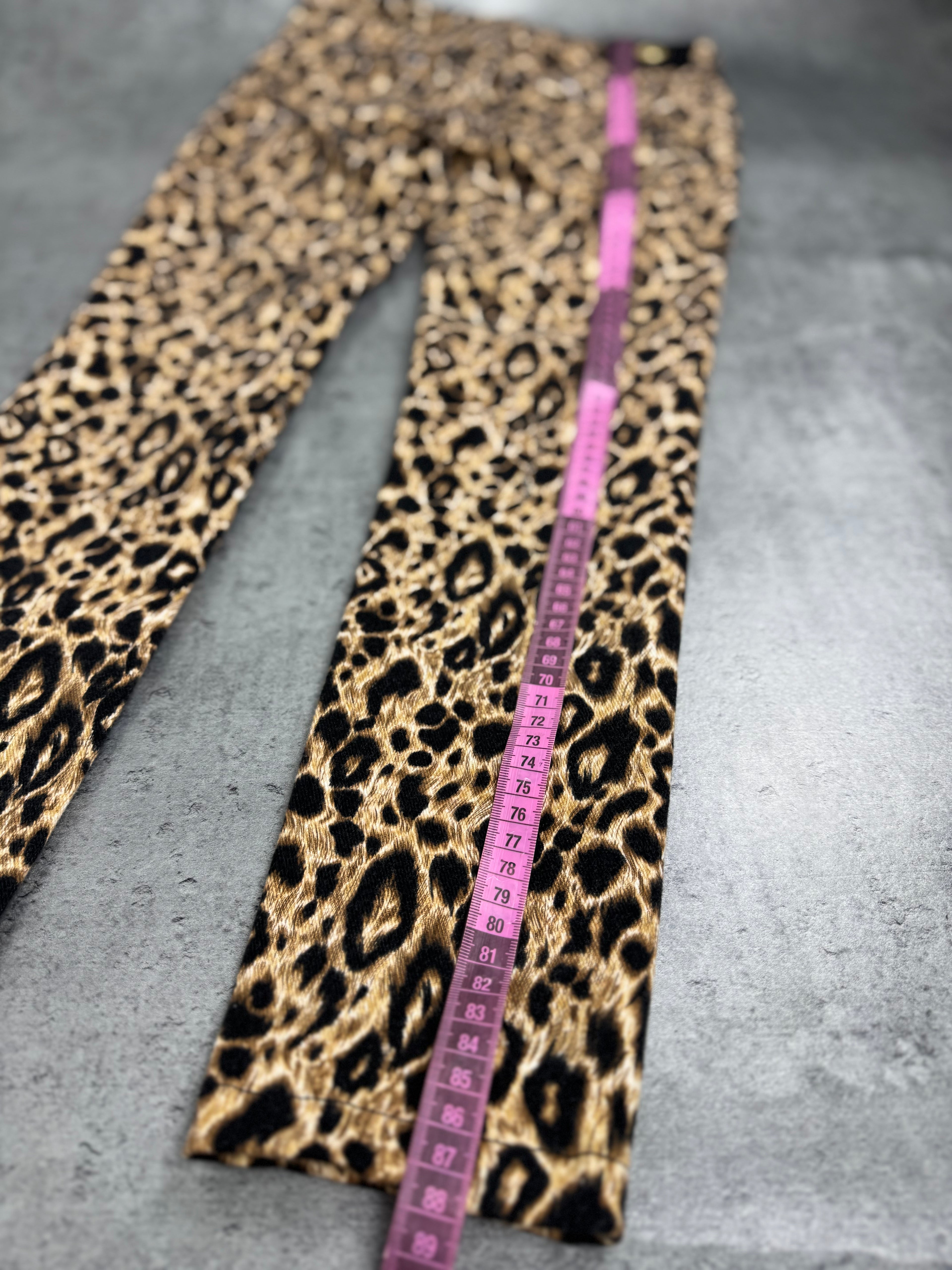 Versace Jeans Couture Spodnie w Panterkę Animal Print Skinny Jeans Designer