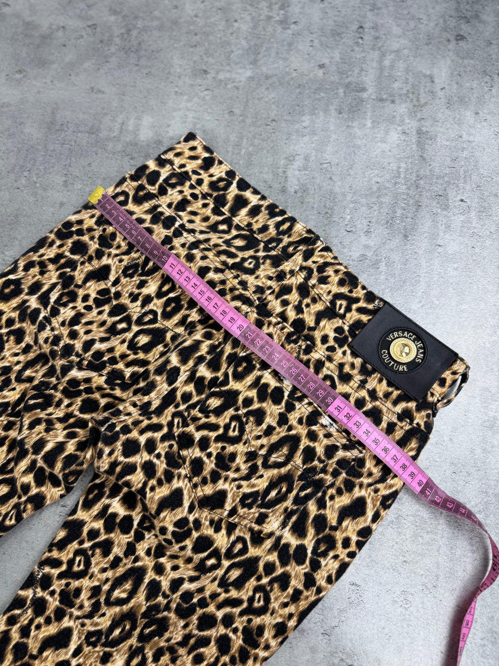 Versace Jeans Couture Spodnie w Panterkę Animal Print Skinny Jeans Designer