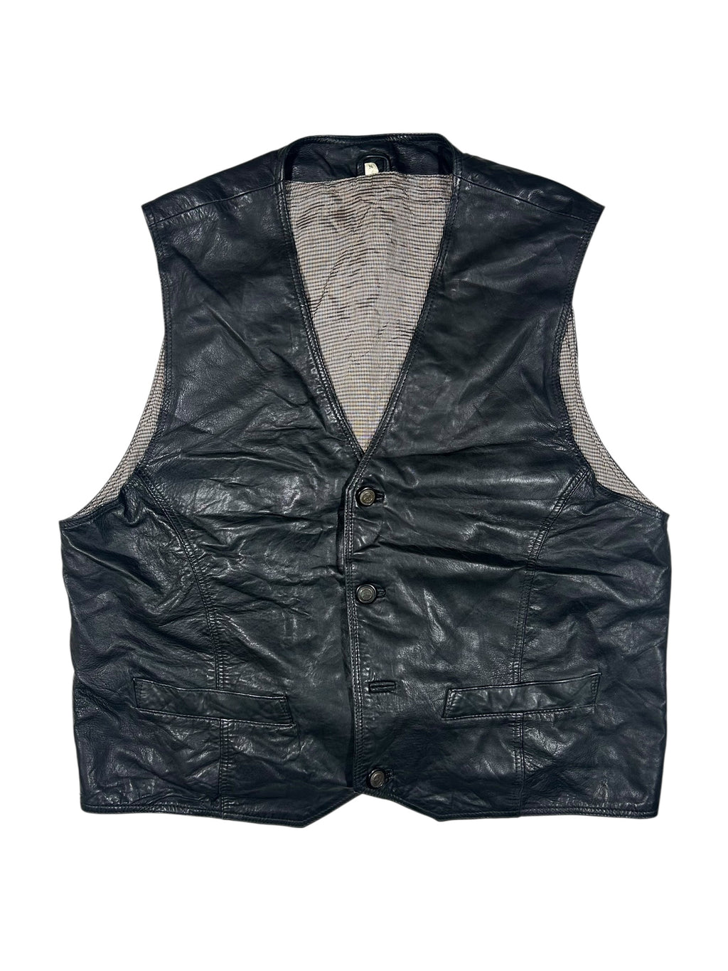 Bezrękawnik skórzany vintage z prawdziwej skóry - Leather biker