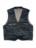 Bezrękawnik skórzany vintage z prawdziwej skóry - Leather biker