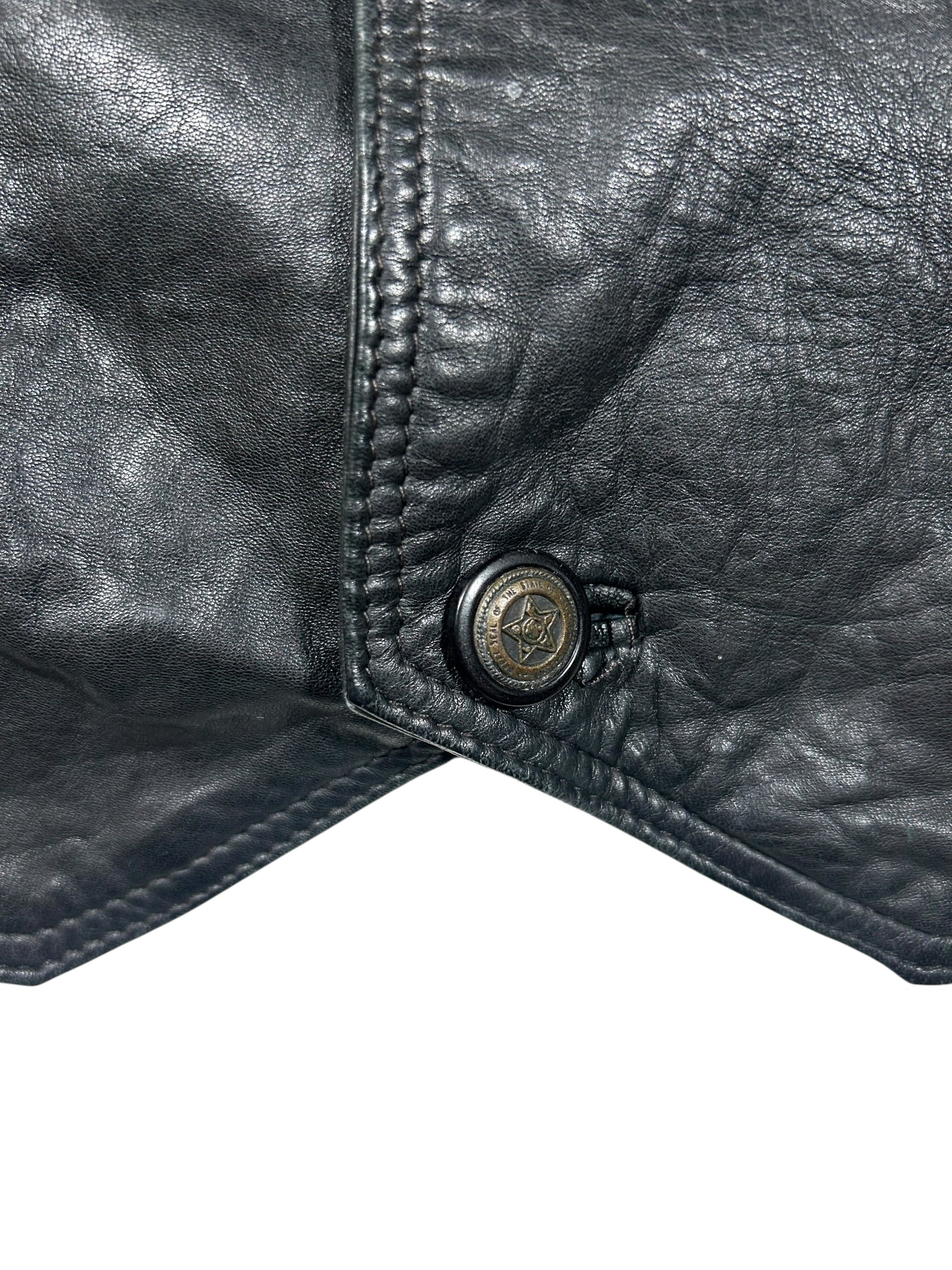 Bezrękawnik skórzany vintage z prawdziwej skóry - Leather biker