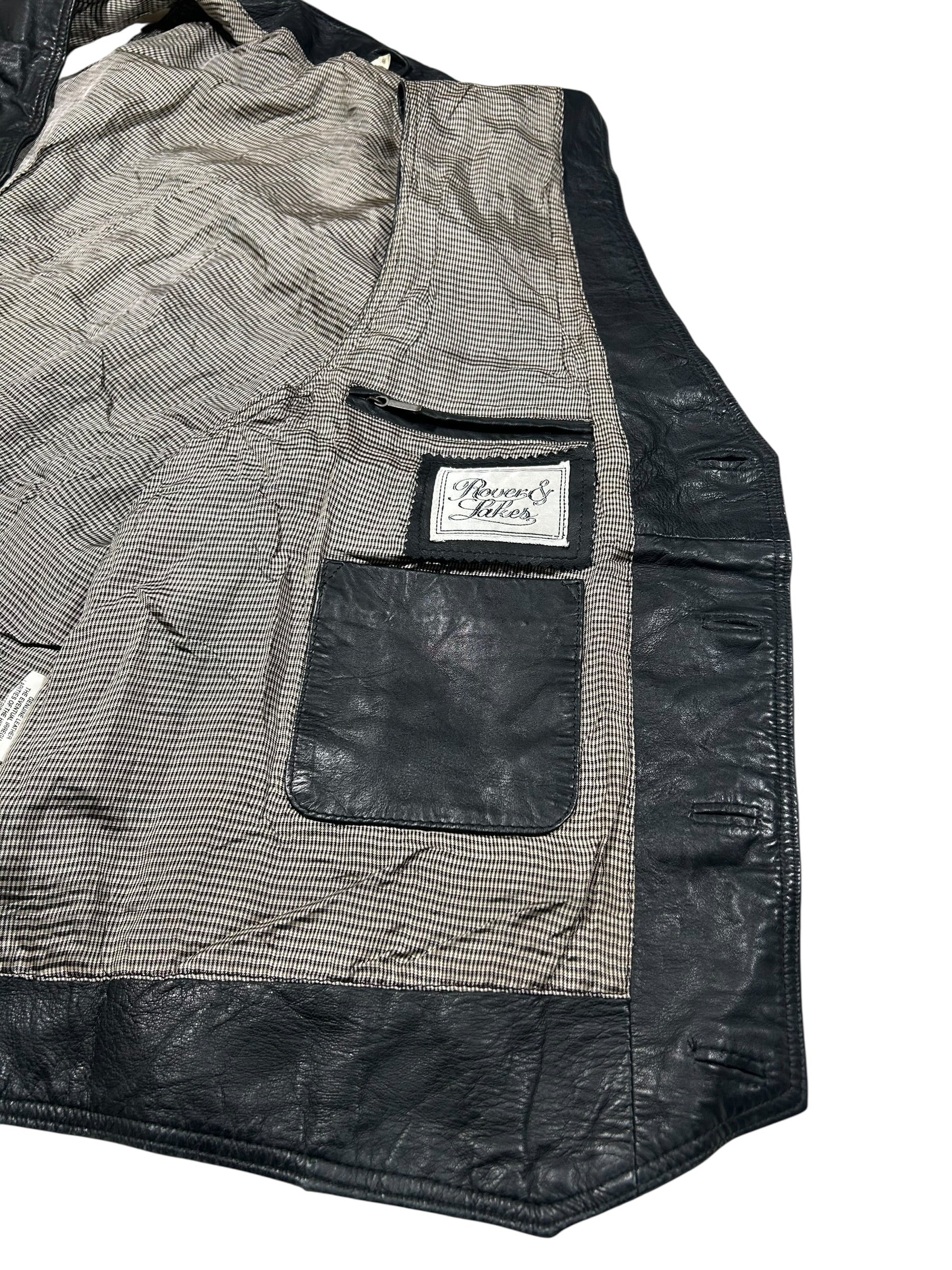 Bezrękawnik skórzany vintage z prawdziwej skóry - Leather biker