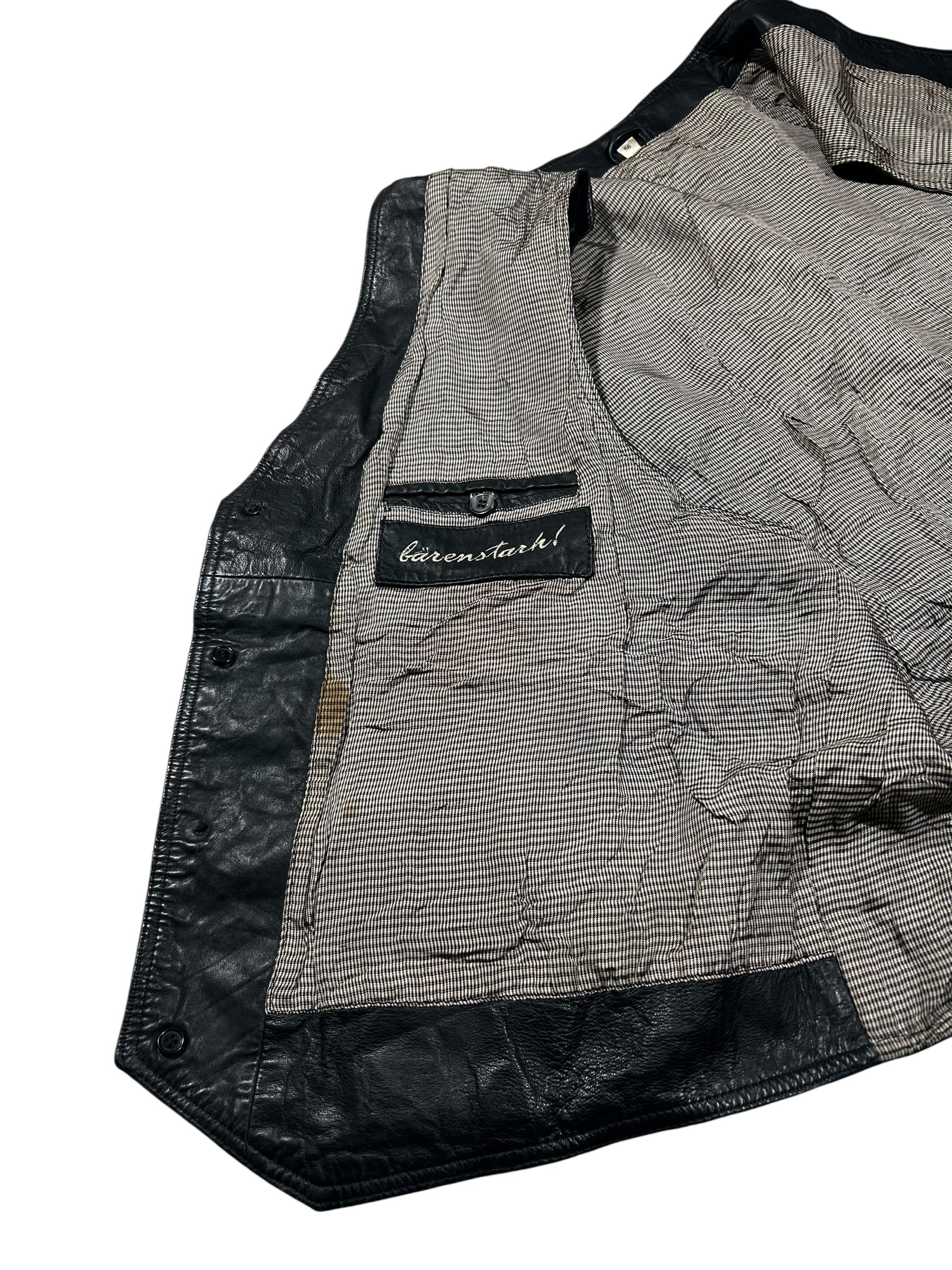 Bezrękawnik skórzany vintage z prawdziwej skóry - Leather biker