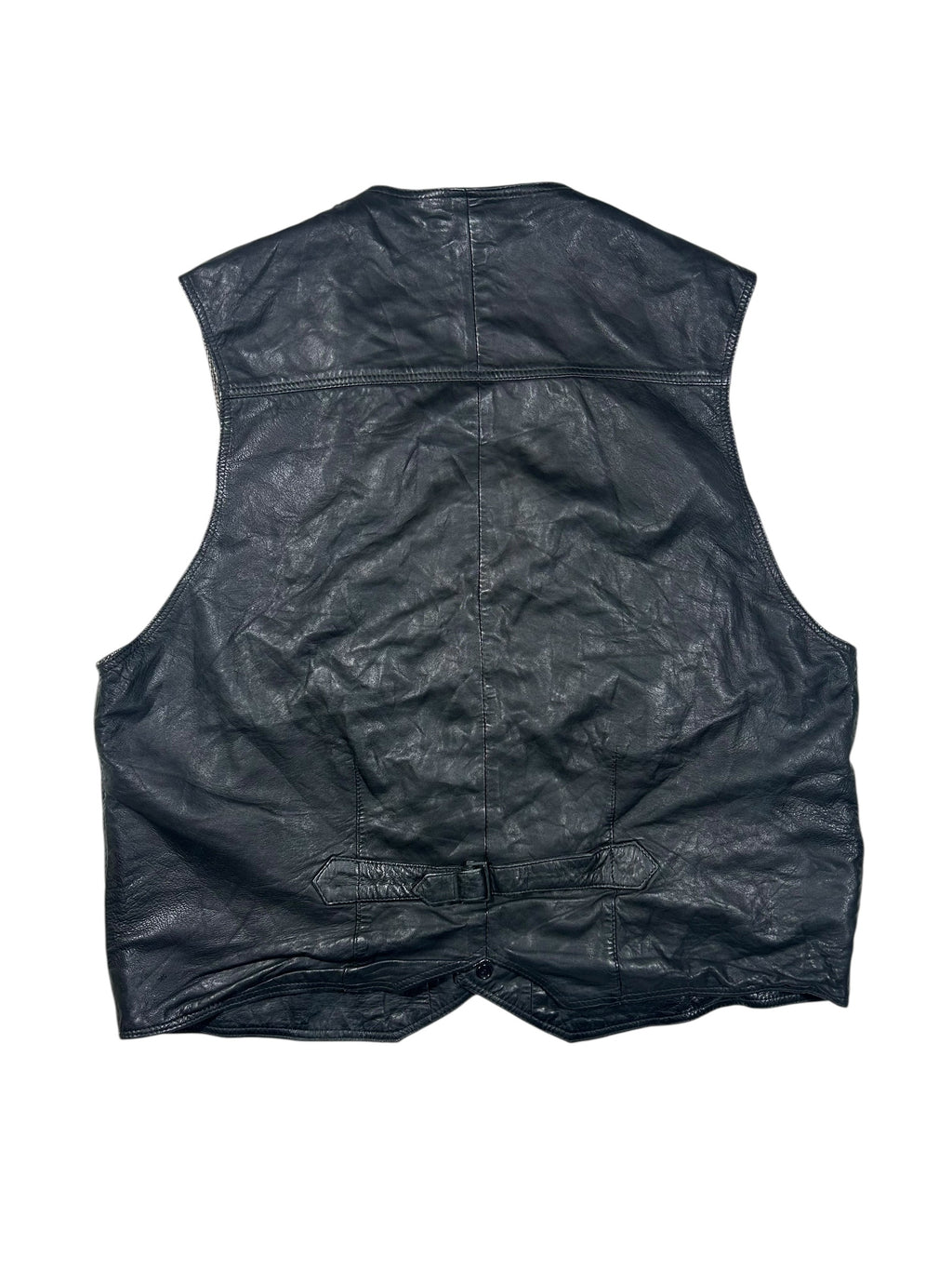 Bezrękawnik skórzany vintage z prawdziwej skóry - Leather biker