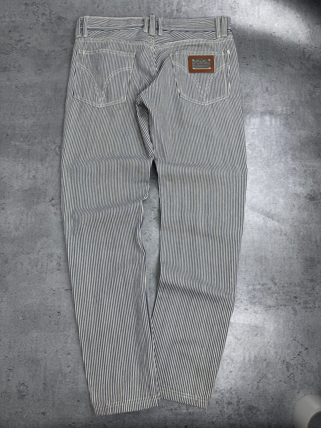 Dolce Gabbana Y2K Straight Leg Spodnie w Paski Striped Pants Vintage 2000s Designer Premium Old Money preppy