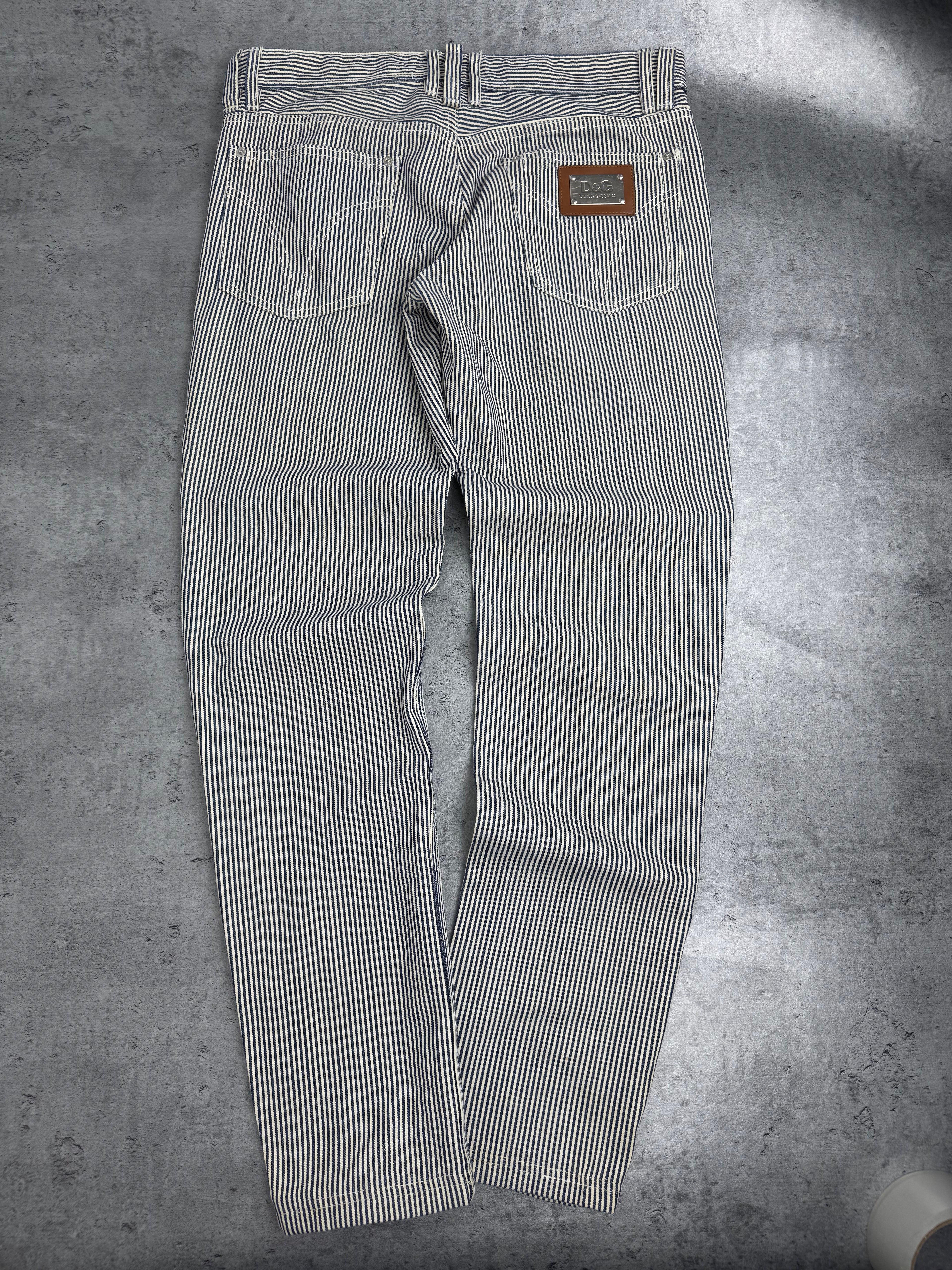 Dolce Gabbana Y2K Straight Leg Spodnie w Paski Striped Pants Vintage 2000s Designer Premium Old Money preppy
