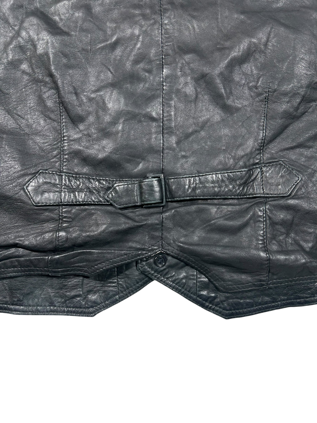 Bezrękawnik skórzany vintage z prawdziwej skóry - Leather biker