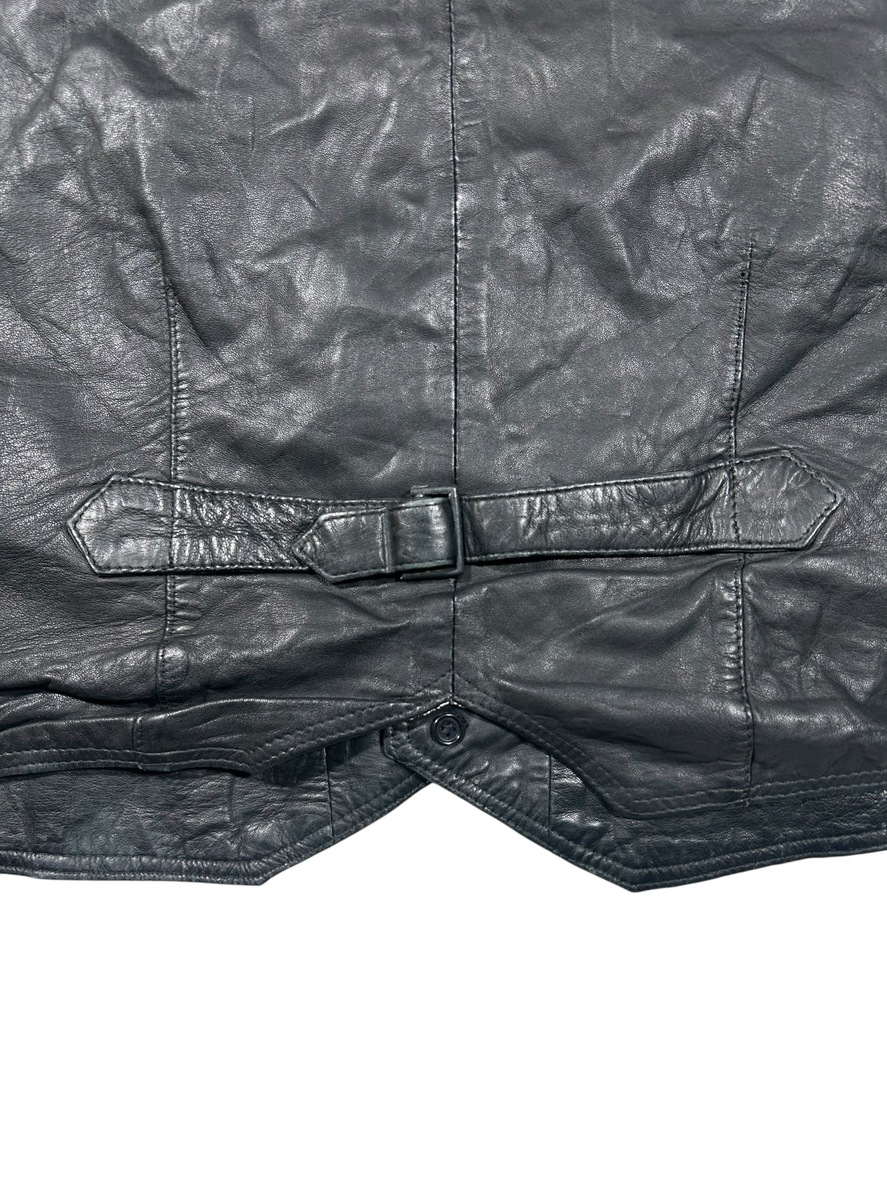 Bezrękawnik skórzany vintage z prawdziwej skóry - Leather biker