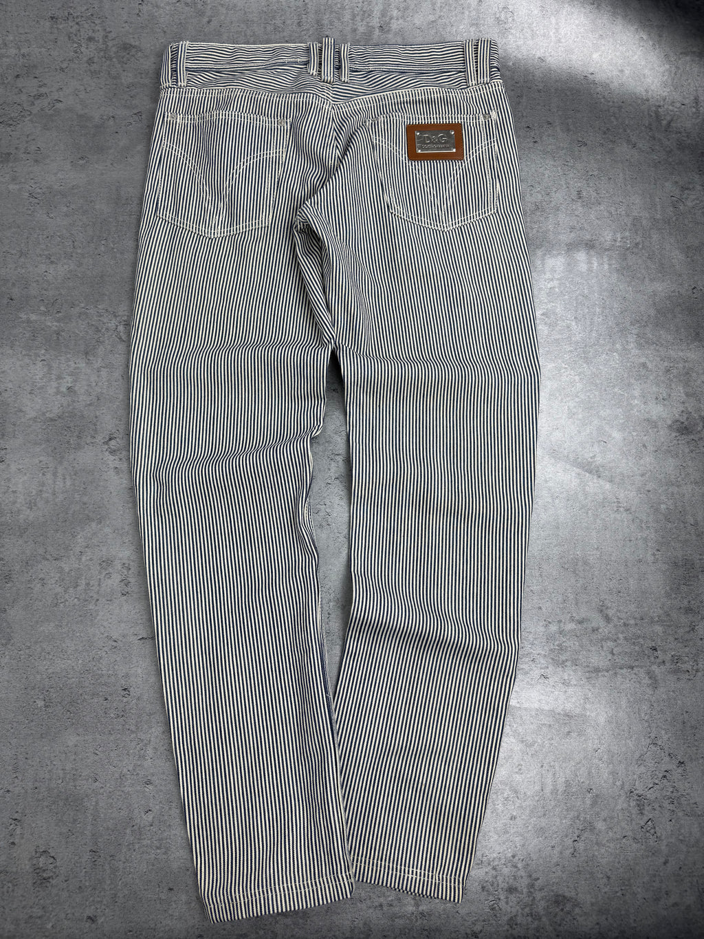Dolce Gabbana Y2K Straight Leg Spodnie w Paski Striped Pants Vintage 2000s Designer Premium Old Money preppy