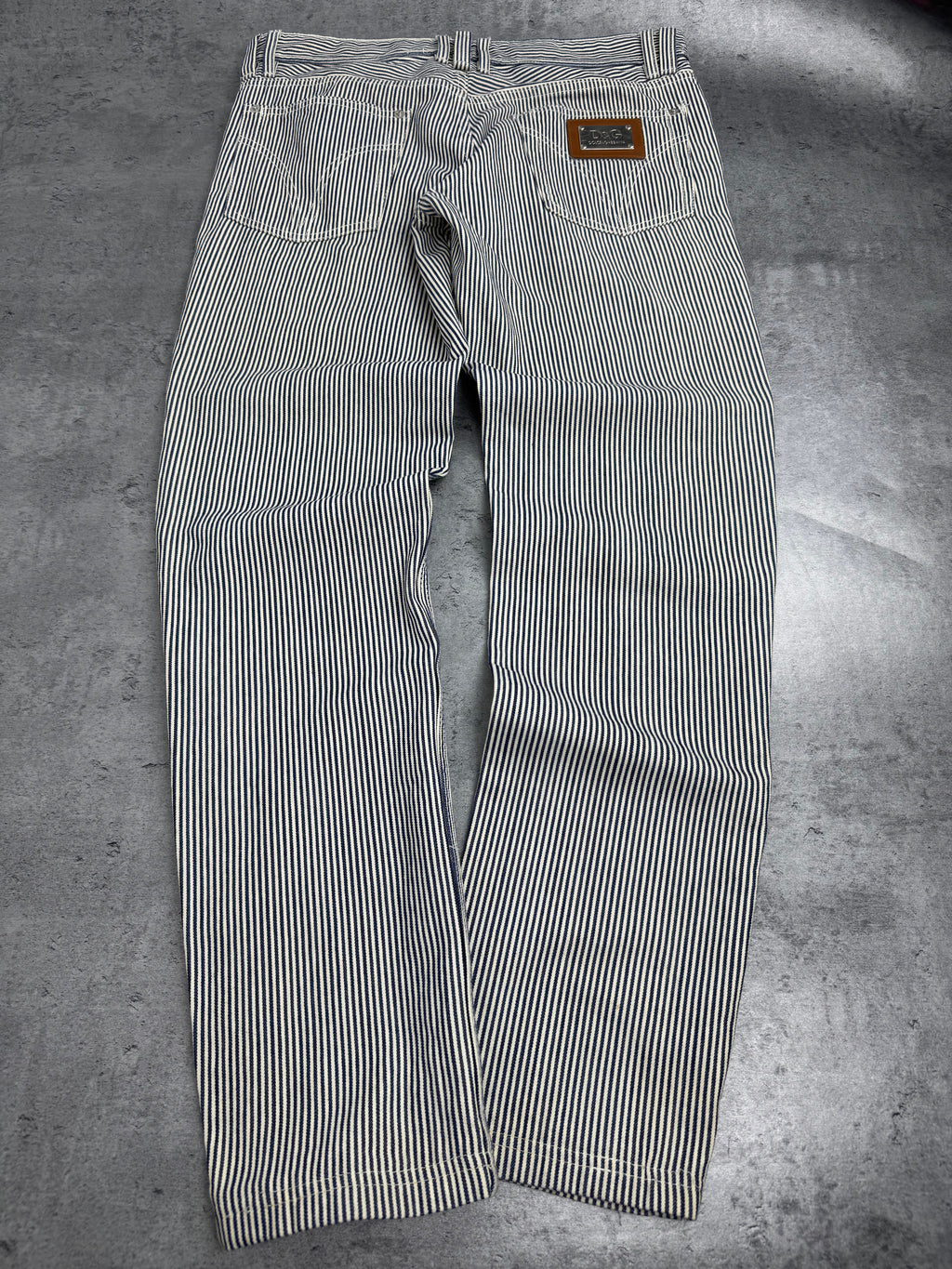 Dolce Gabbana Y2K Straight Leg Spodnie w Paski Striped Pants Vintage 2000s Designer Premium Old Money preppy