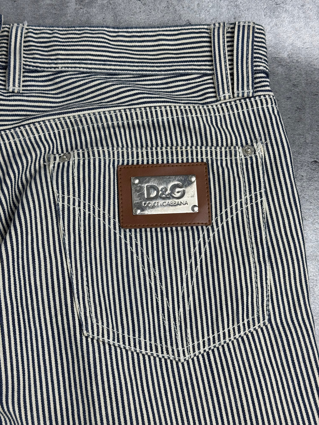 Dolce Gabbana Y2K Straight Leg Spodnie w Paski Striped Pants Vintage 2000s Designer Premium Old Money preppy