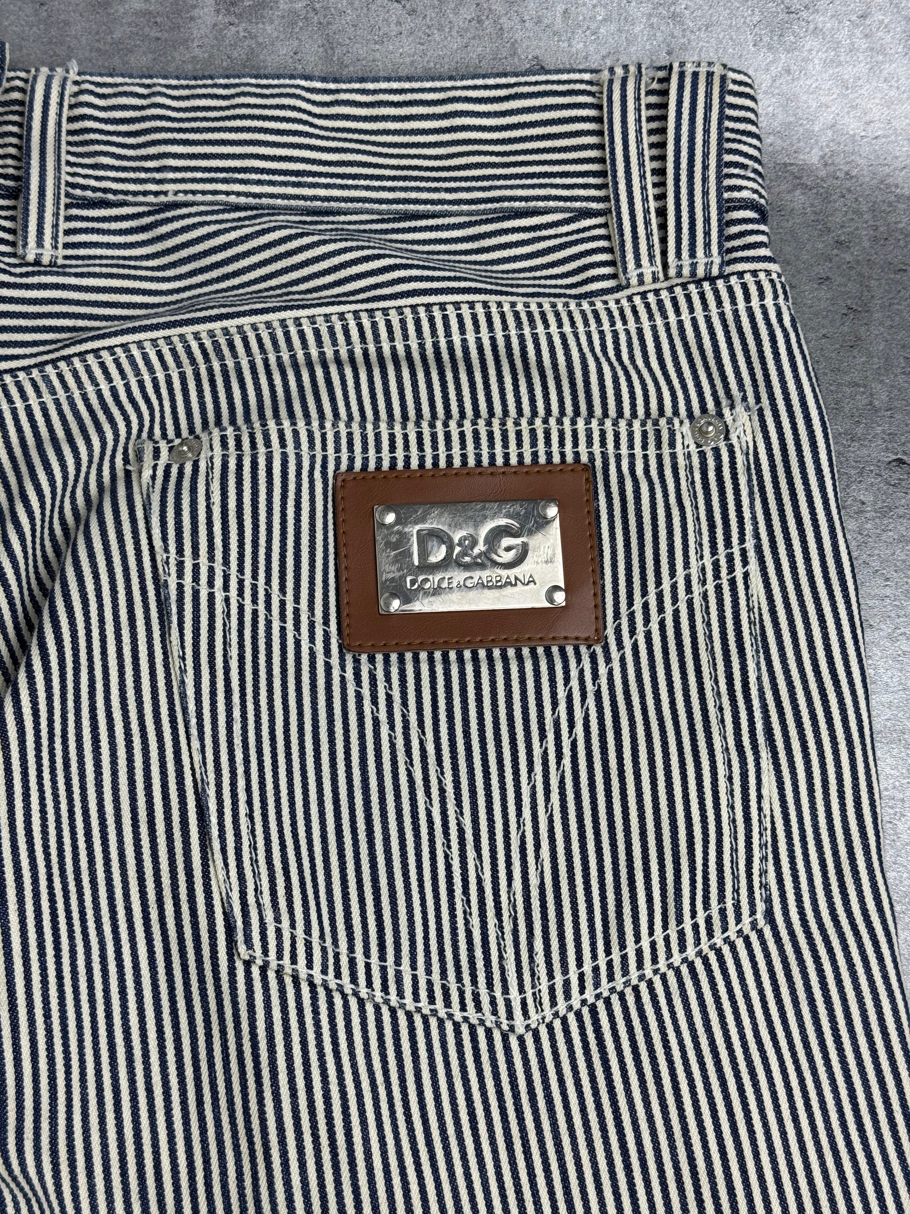 Dolce Gabbana Y2K Straight Leg Spodnie w Paski Striped Pants Vintage 2000s Designer Premium Old Money preppy