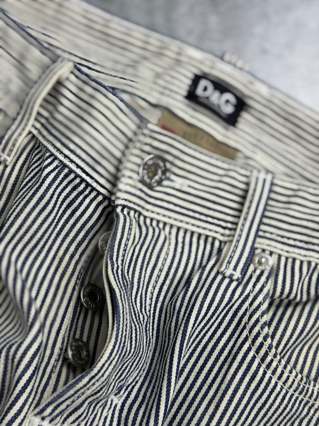 Dolce Gabbana Y2K Straight Leg Spodnie w Paski Striped Pants Vintage 2000s Designer Premium Old Money preppy