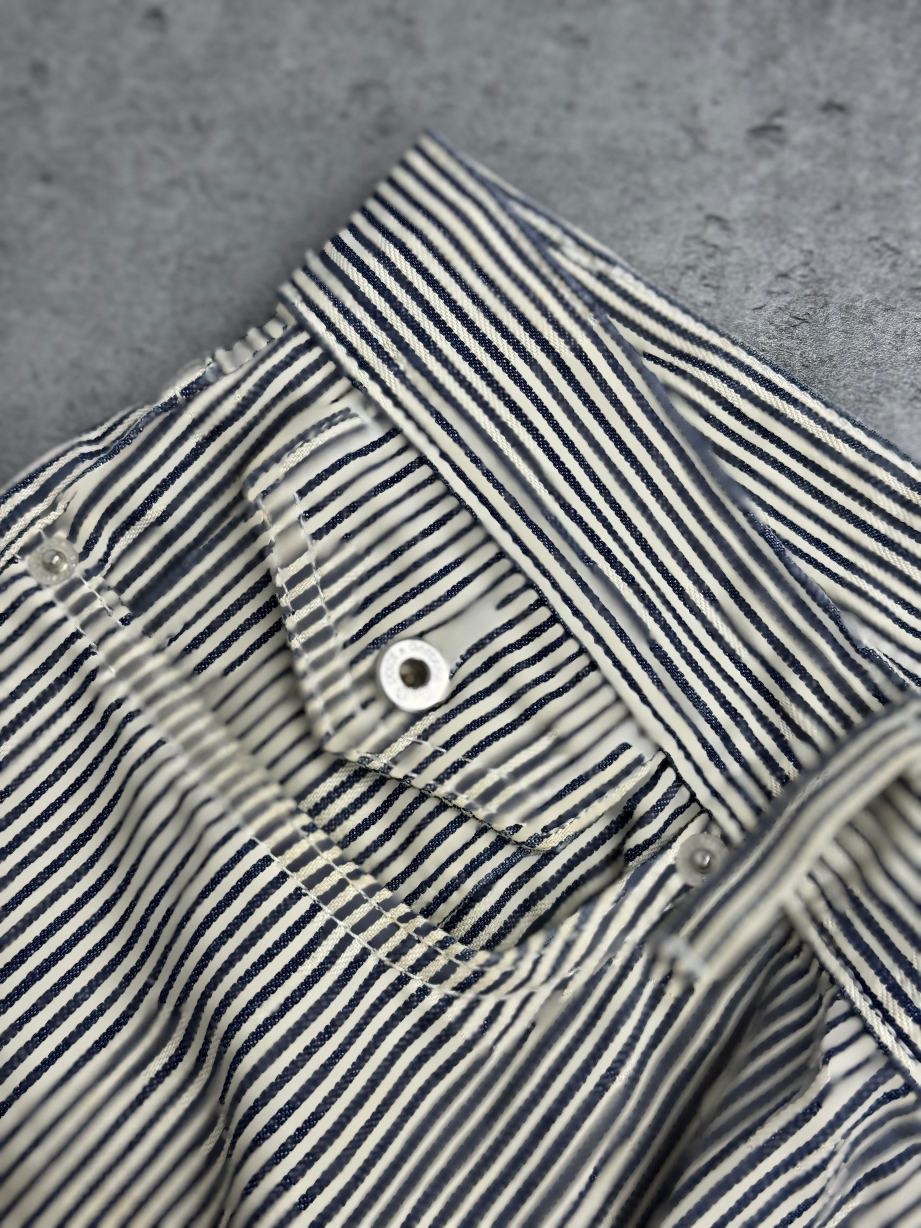 Dolce Gabbana Y2K Straight Leg Spodnie w Paski Striped Pants Vintage 2000s Designer Premium Old Money preppy