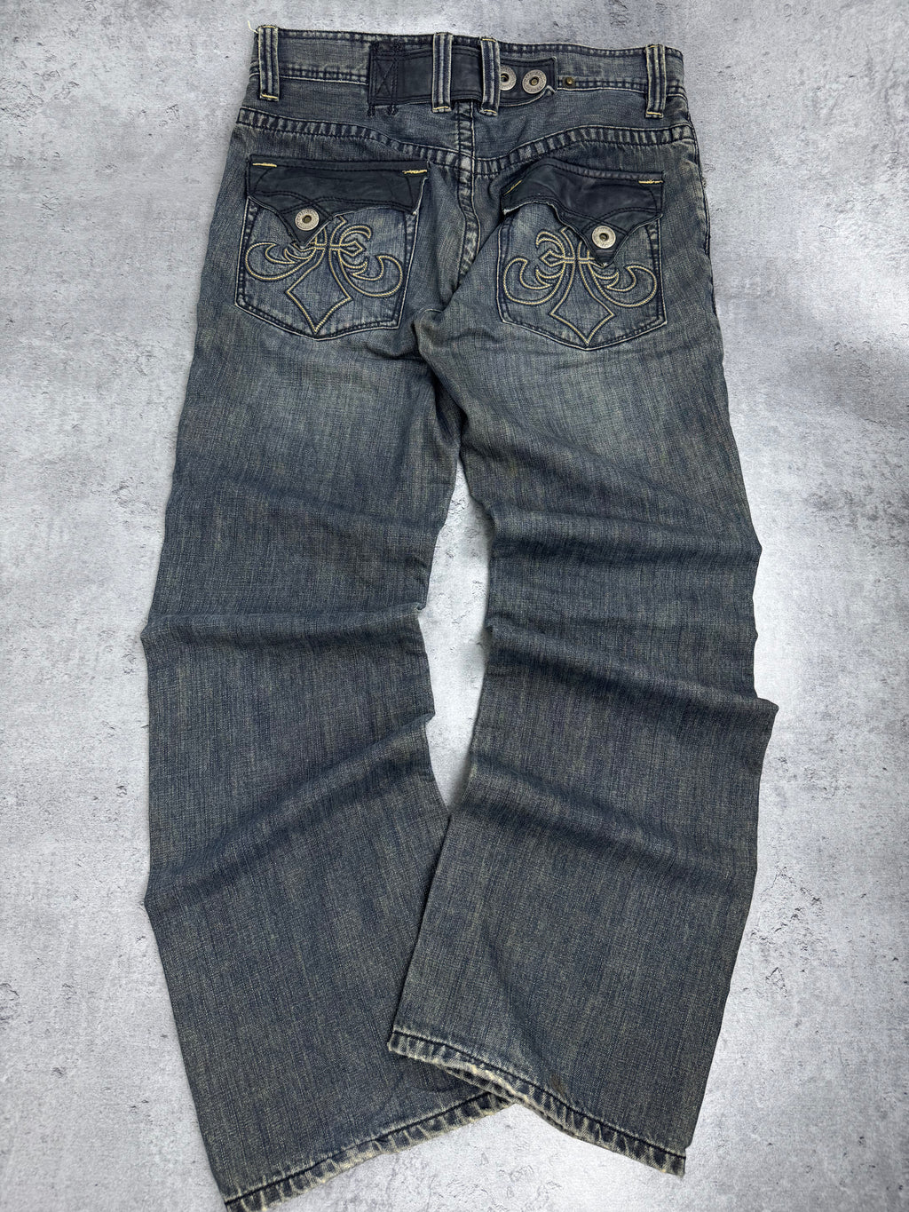 Affliction y2k rare grunge goth spodnie jeansowe jeansy baggy bootcut amerykańskie