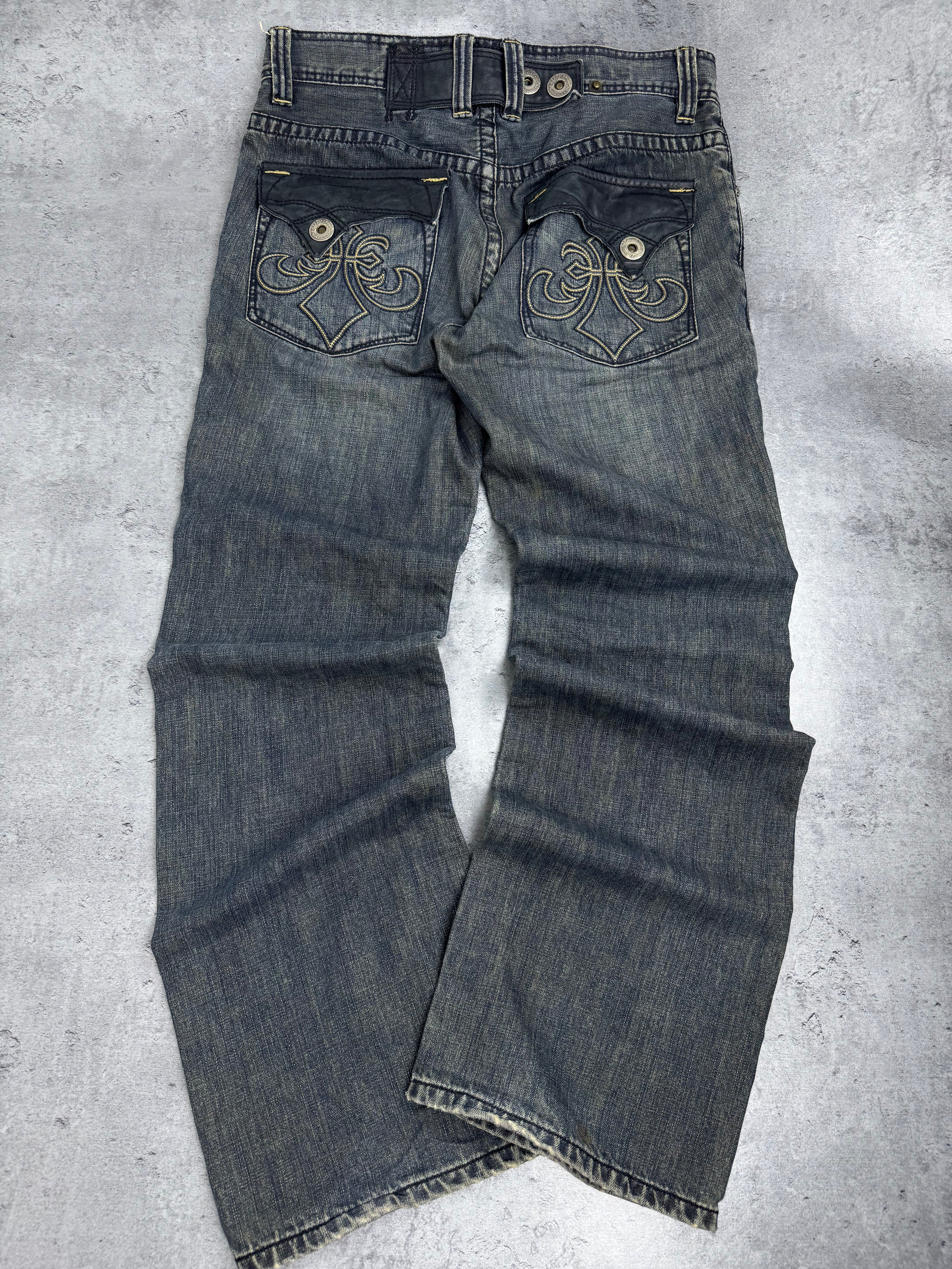 Affliction y2k rare grunge goth spodnie jeansowe jeansy baggy bootcut amerykańskie