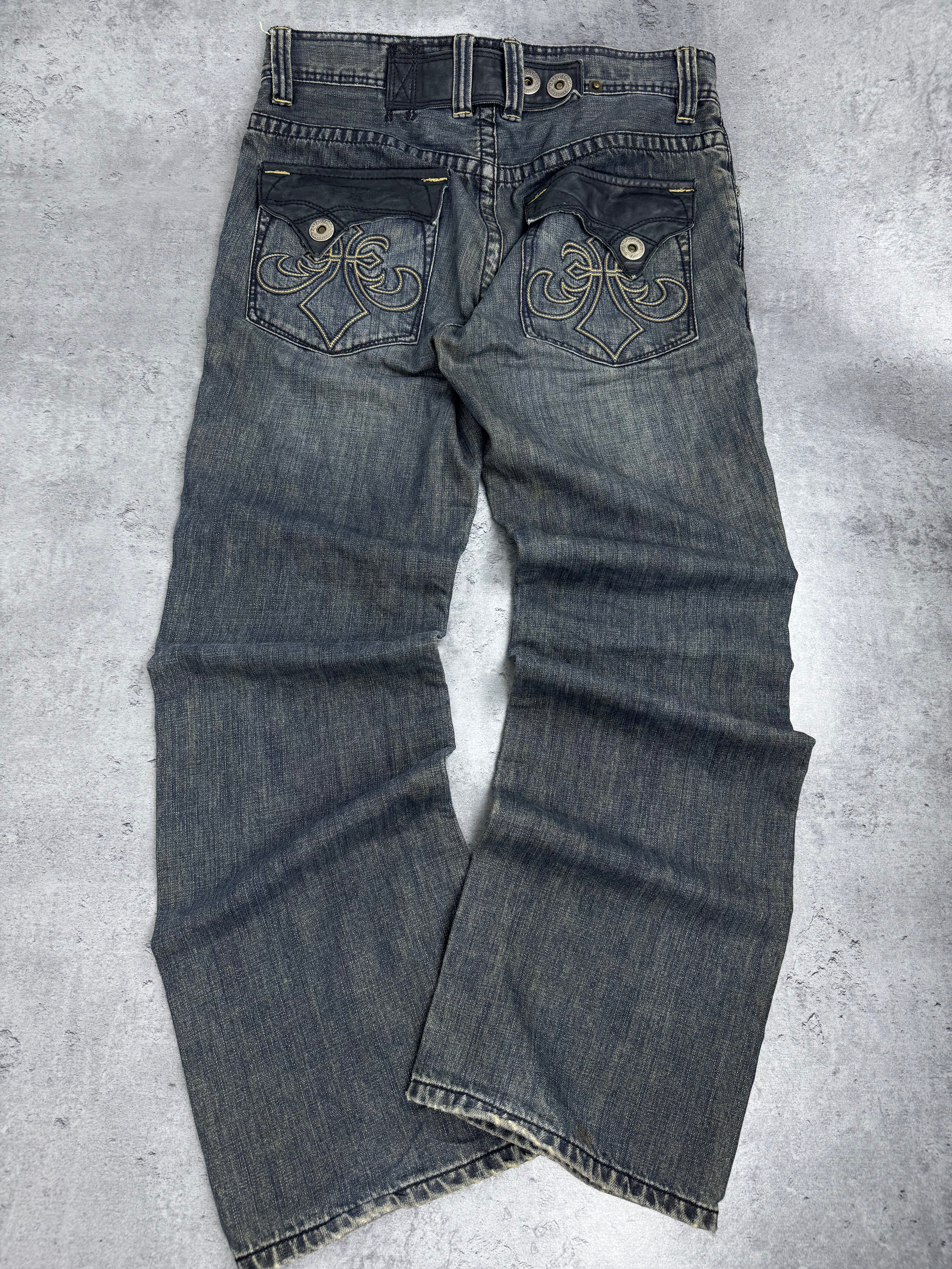 Affliction y2k rare grunge goth spodnie jeansowe jeansy baggy bootcut amerykańskie