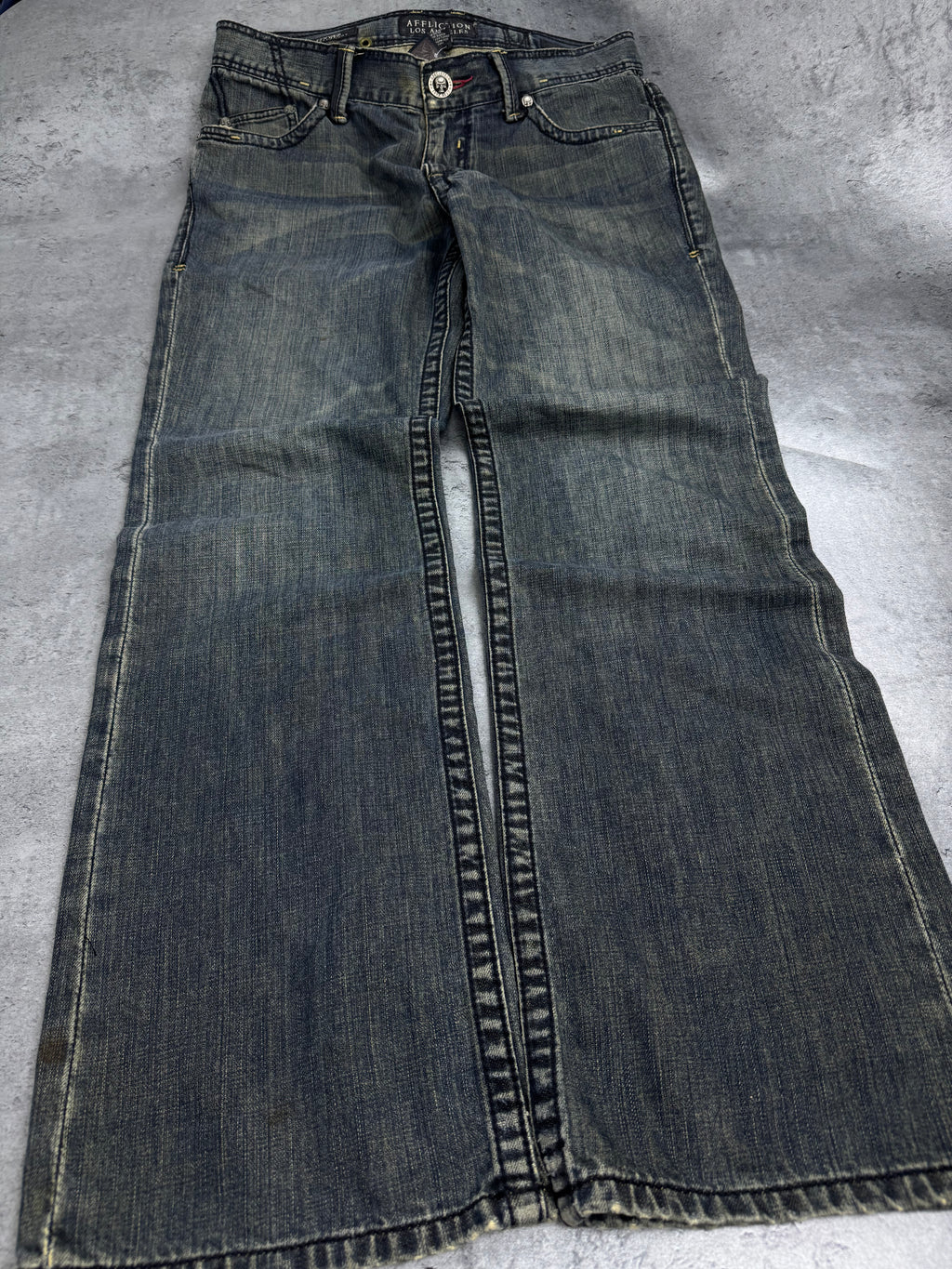 Affliction y2k rare grunge goth spodnie jeansowe jeansy baggy bootcut amerykańskie