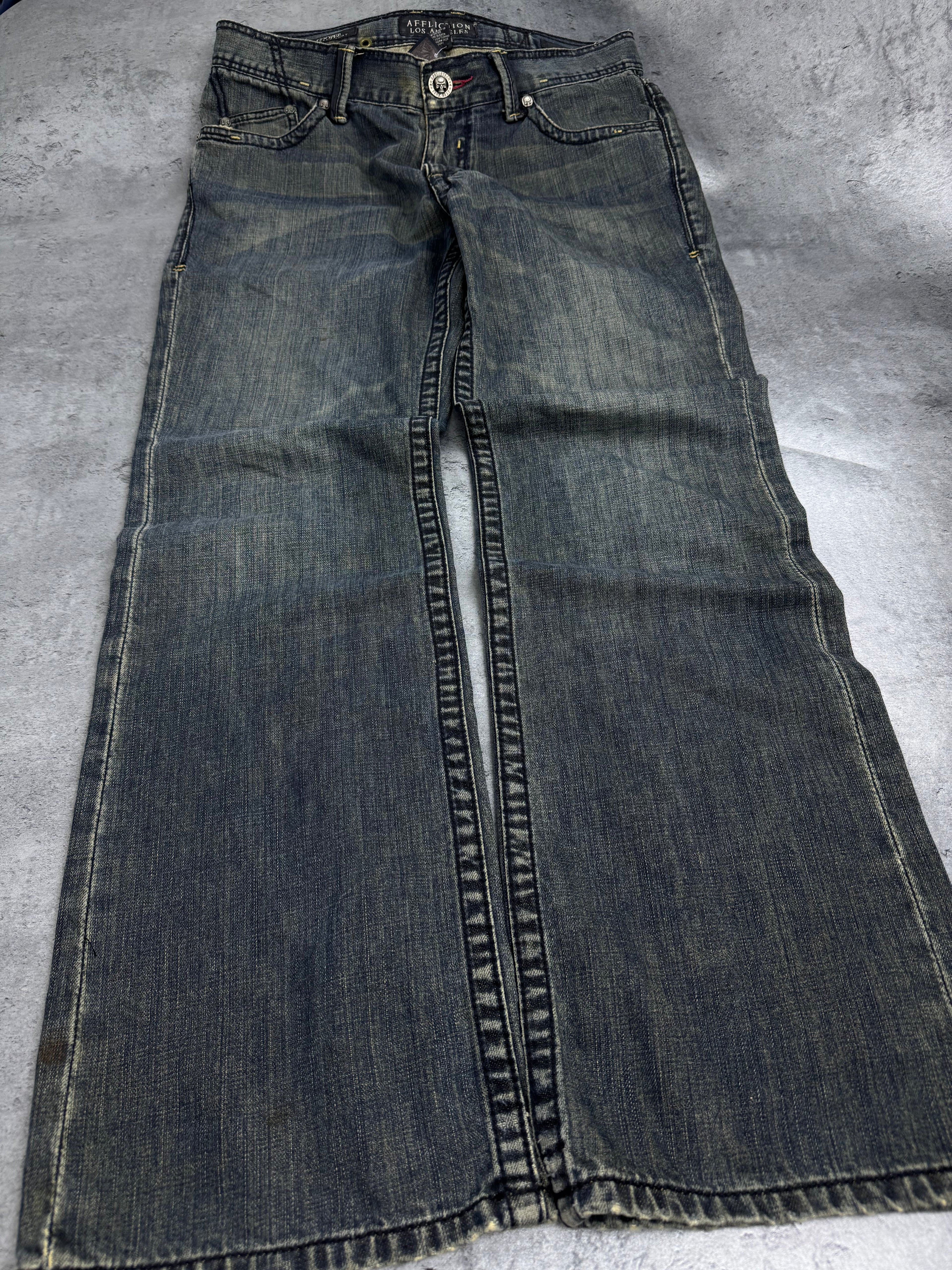 Affliction y2k rare grunge goth spodnie jeansowe jeansy baggy bootcut amerykańskie