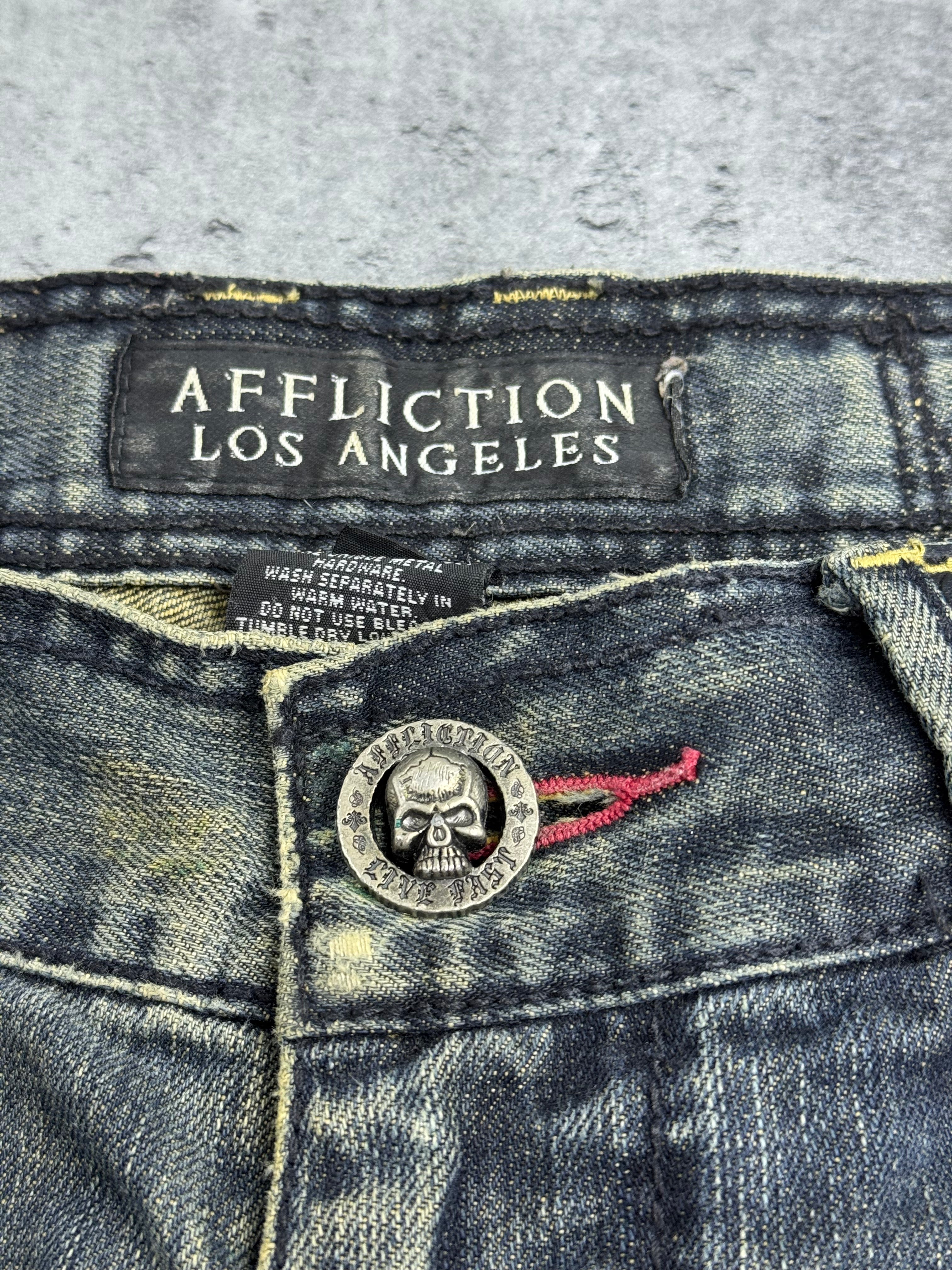Affliction y2k rare grunge goth spodnie jeansowe jeansy baggy bootcut amerykańskie