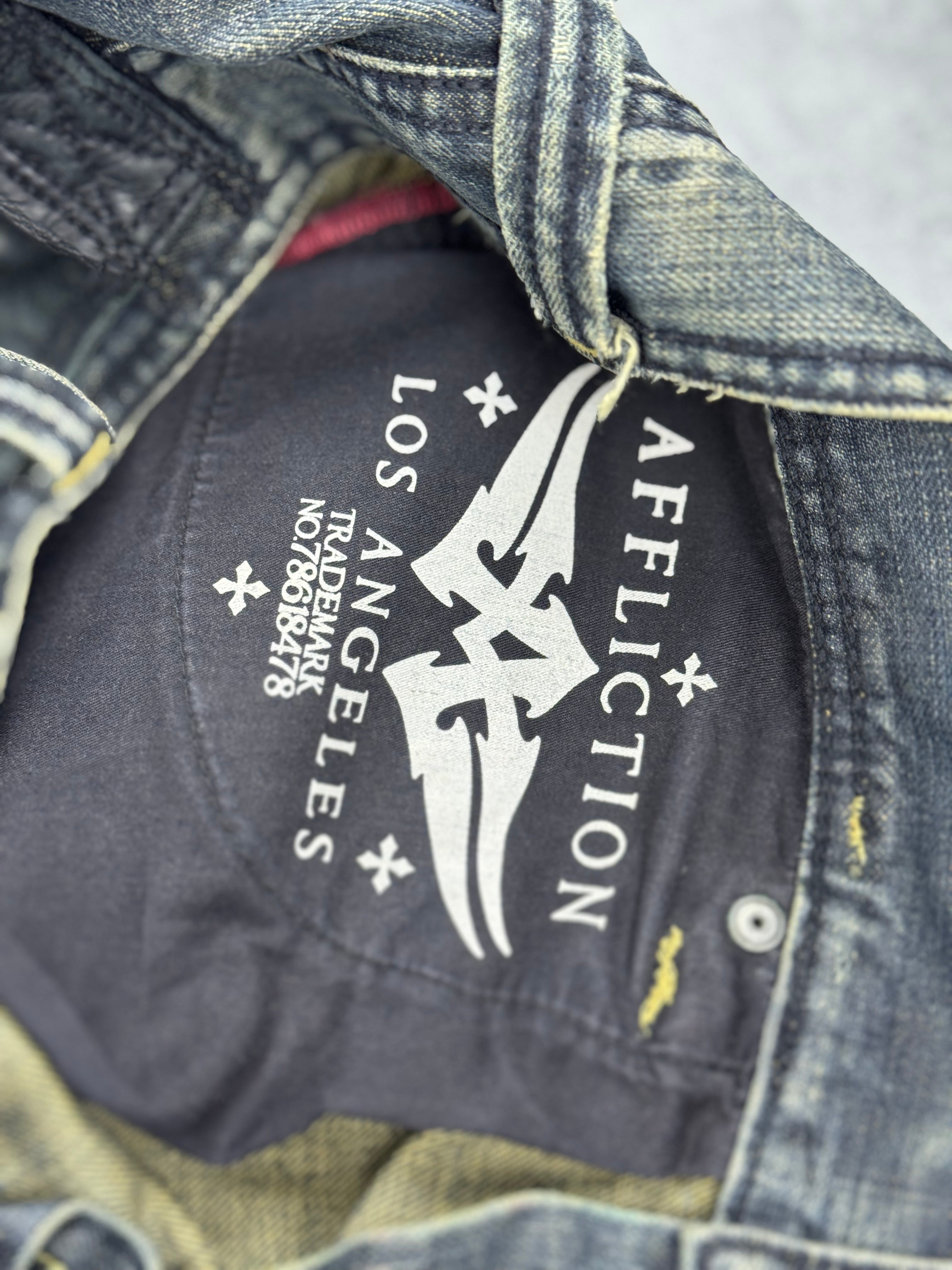 Affliction y2k rare grunge goth spodnie jeansowe jeansy baggy bootcut amerykańskie