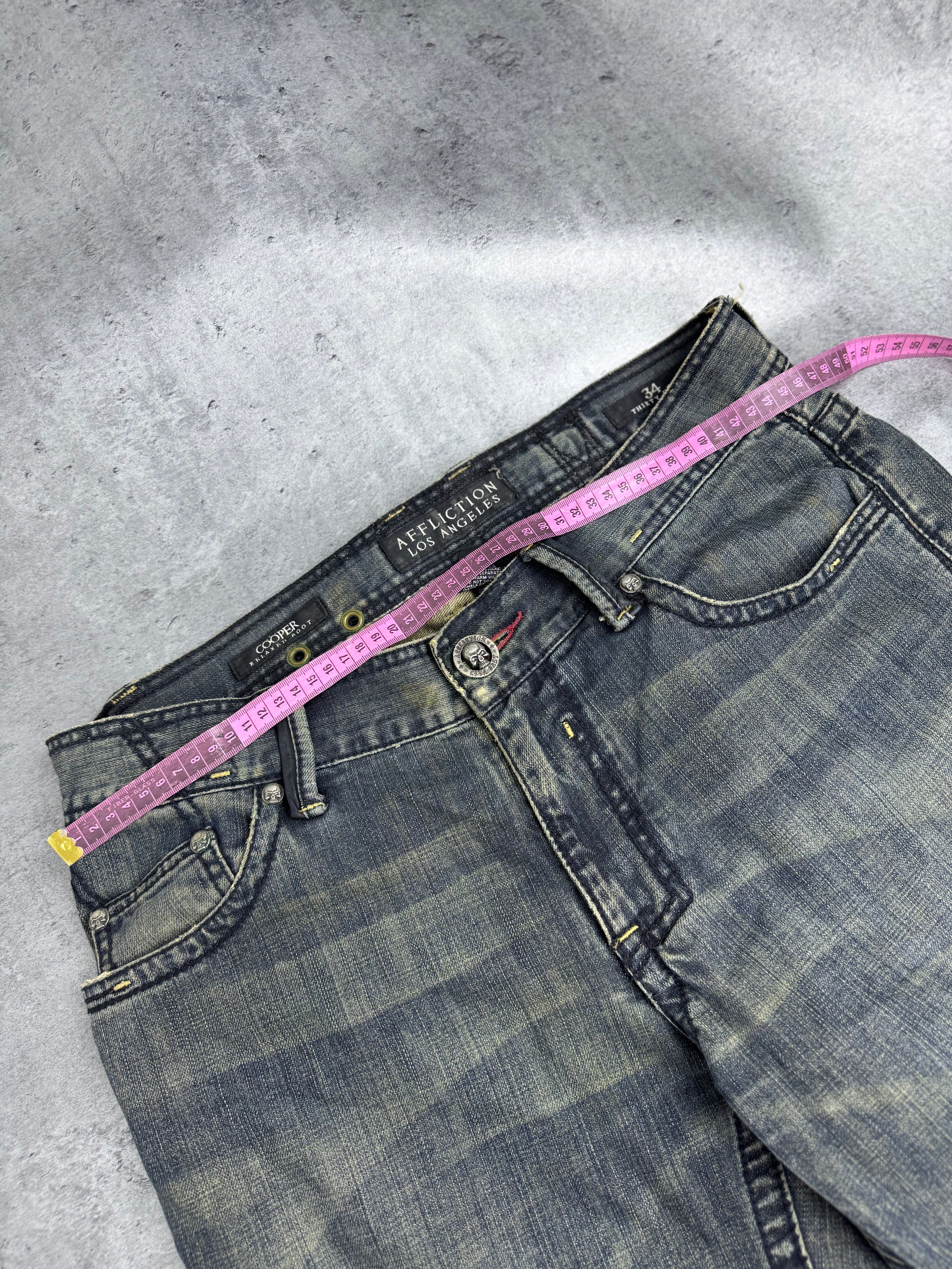 Affliction y2k rare grunge goth spodnie jeansowe jeansy baggy bootcut amerykańskie
