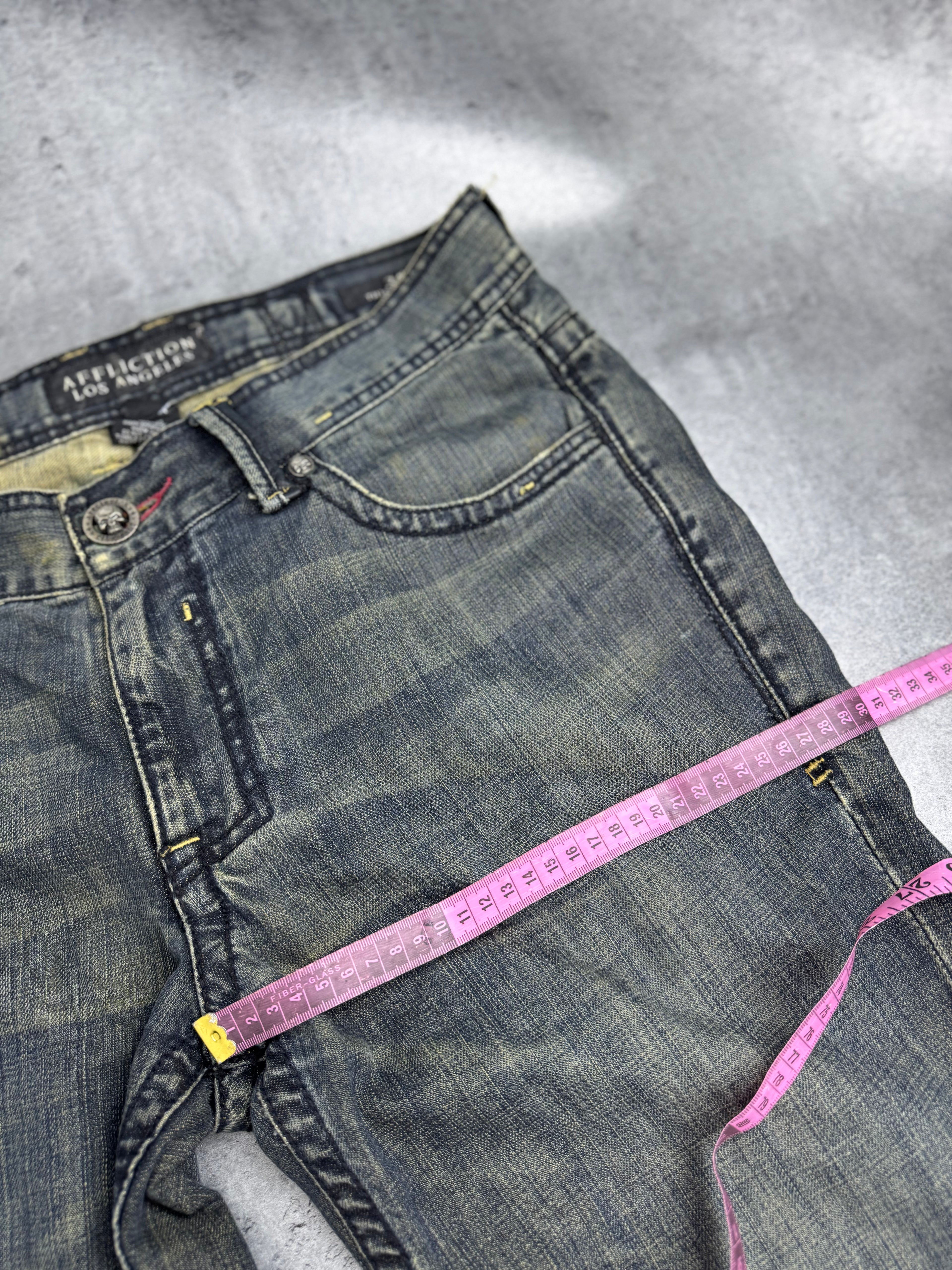 Affliction y2k rare grunge goth spodnie jeansowe jeansy baggy bootcut amerykańskie