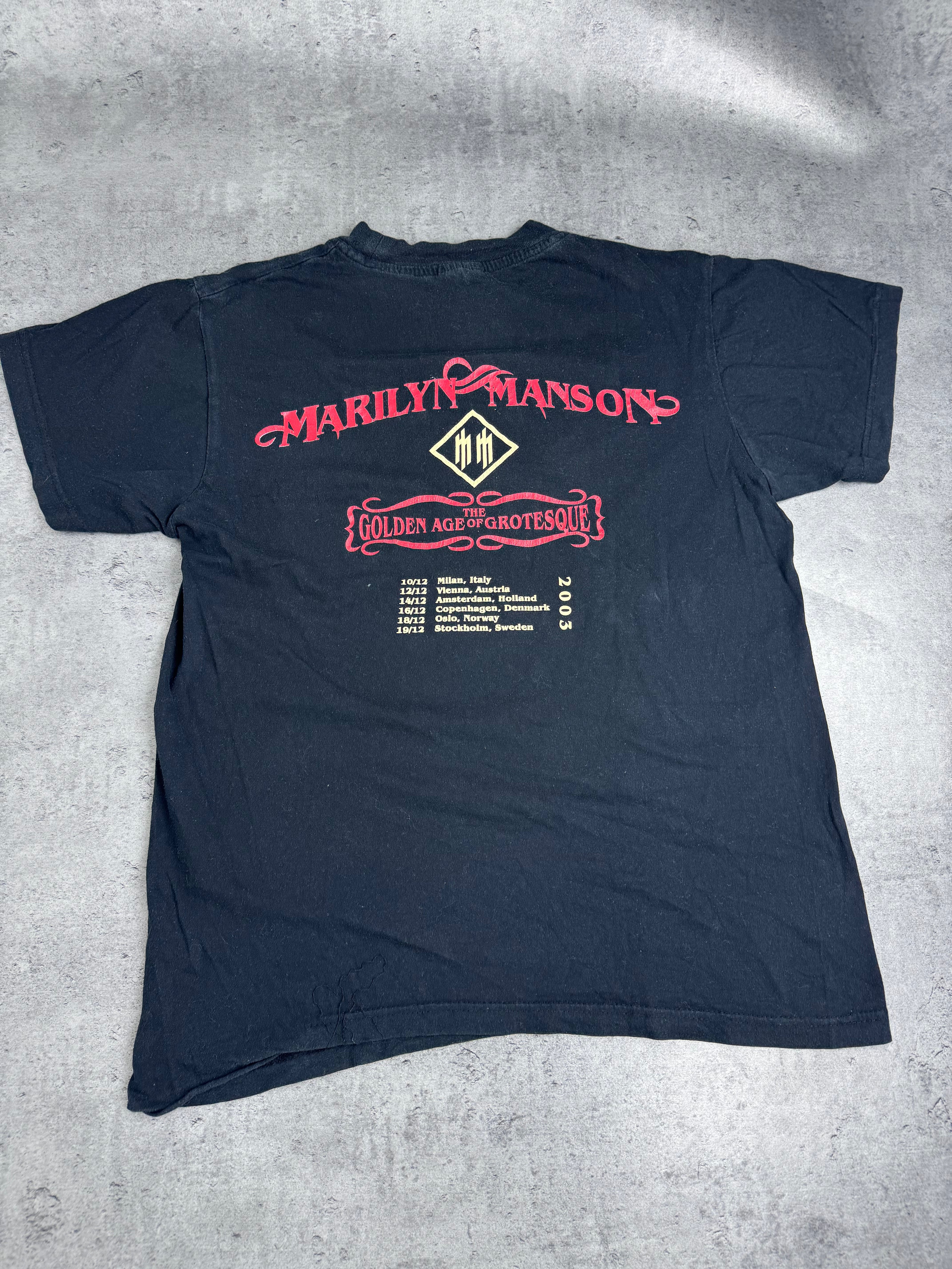 Marilyn Manson 2003 Vintage Tour Merch heavy metal rock tee shirt Trasa Koncertowa Y2K