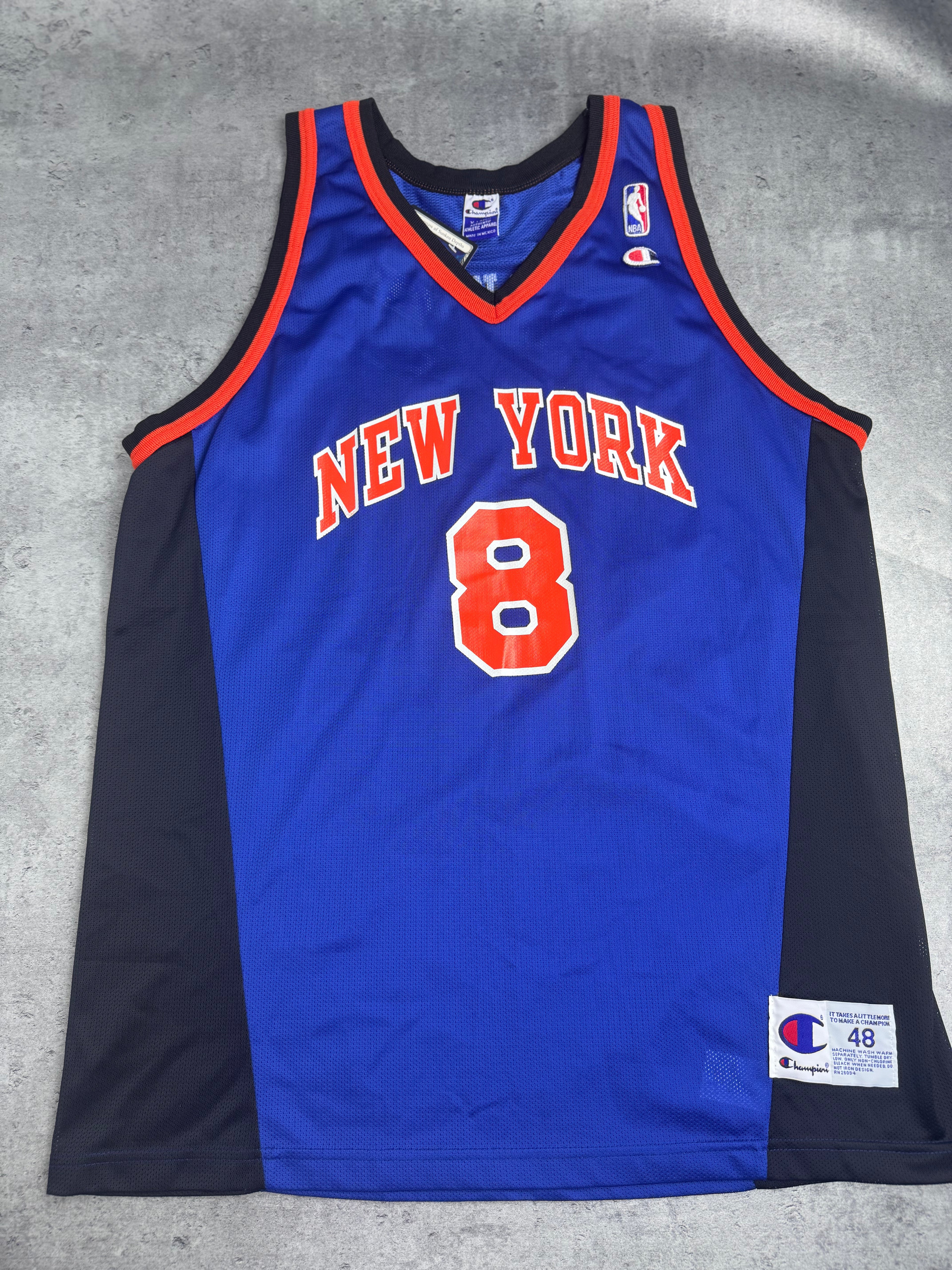 Latrell Sprewell 90s Vintage New York Knicks Basketball Jersey Size 48 Away HipHop Champion