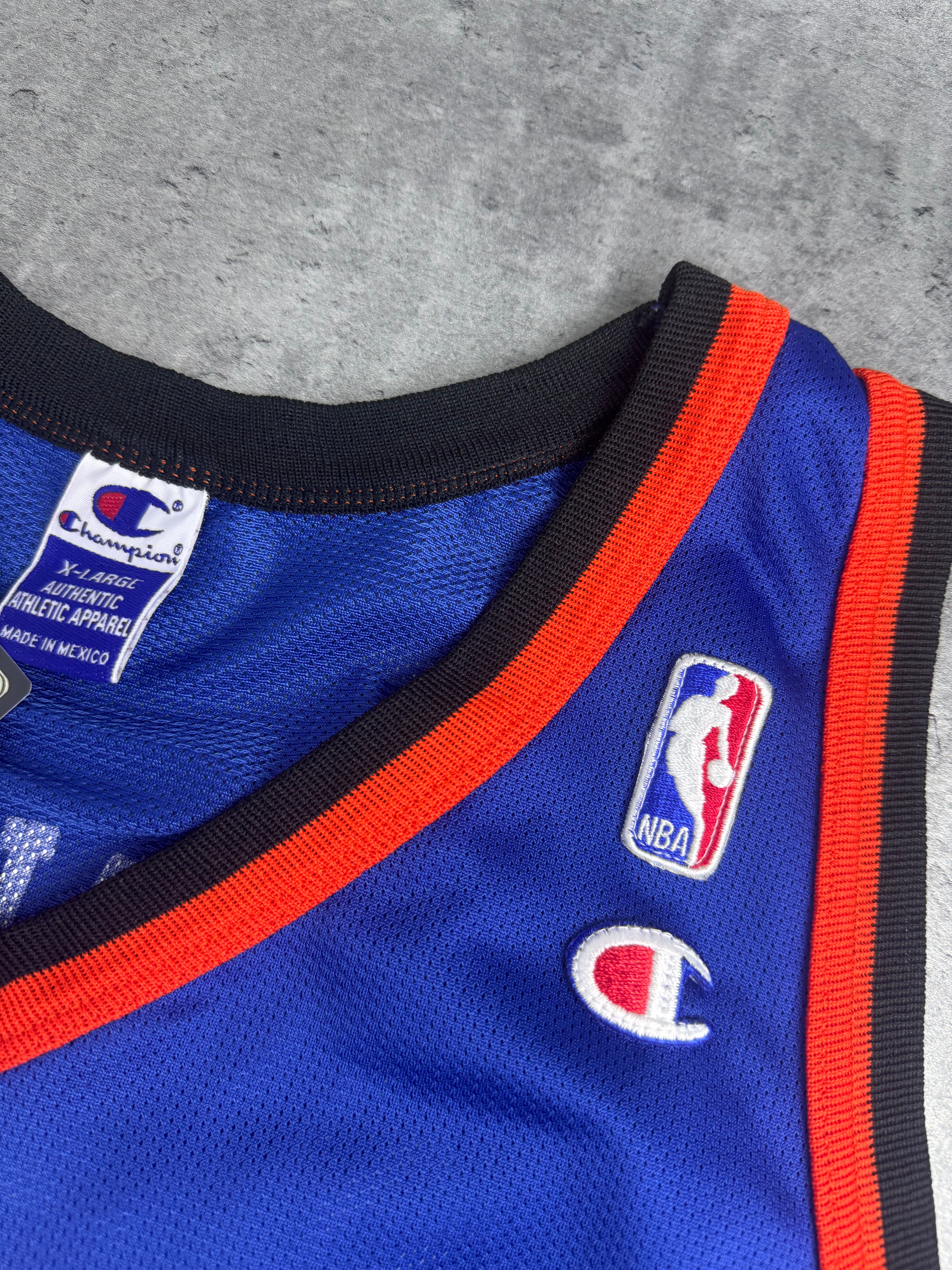 Latrell Sprewell 90s Vintage New York Knicks Basketball Jersey Size 48 Away HipHop Champion