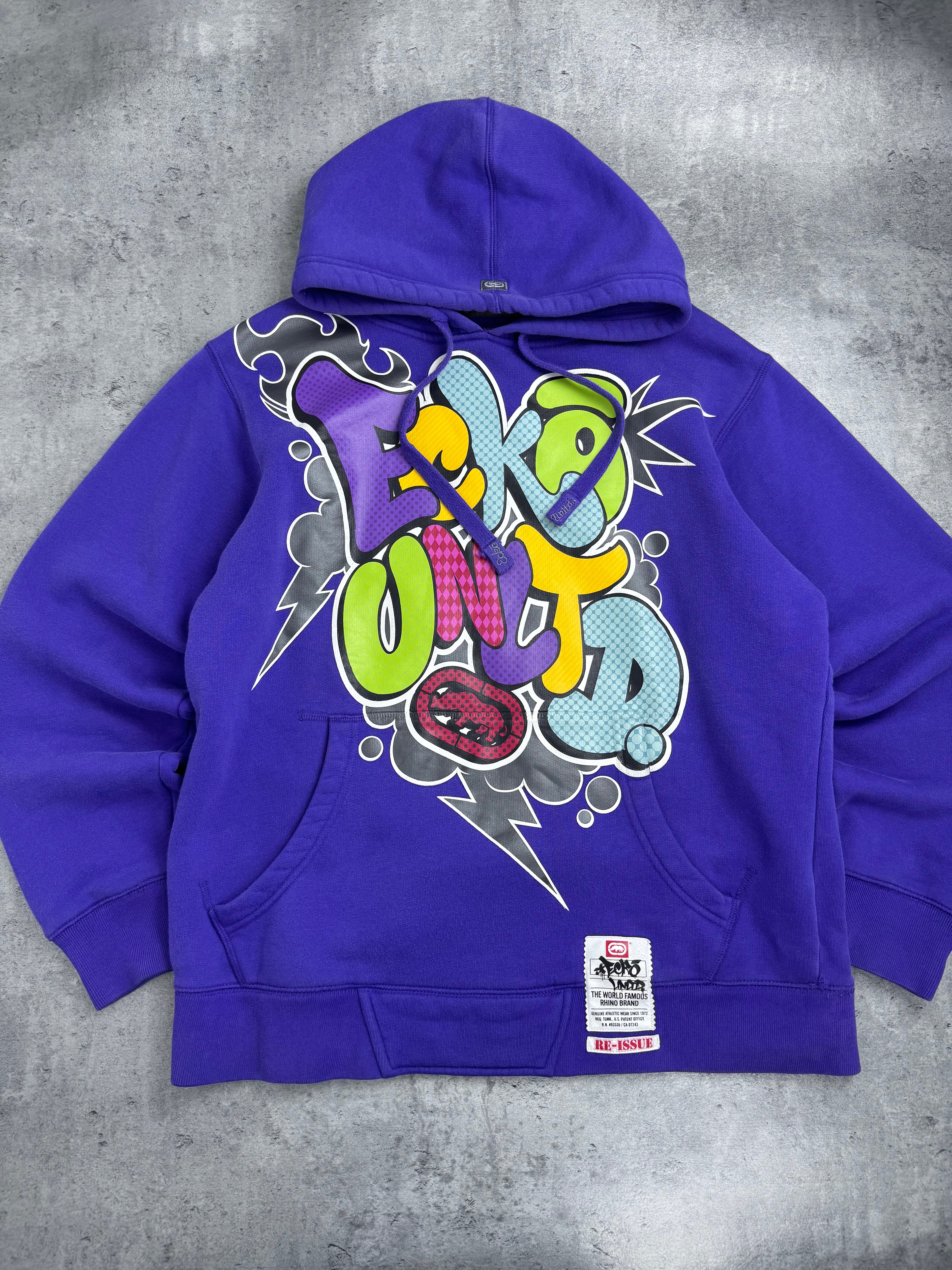 Vintage Ecko Unltd Graffiti Graphic Oversized Skater Hoodie Y2K bluza z kapturem 2000s retro