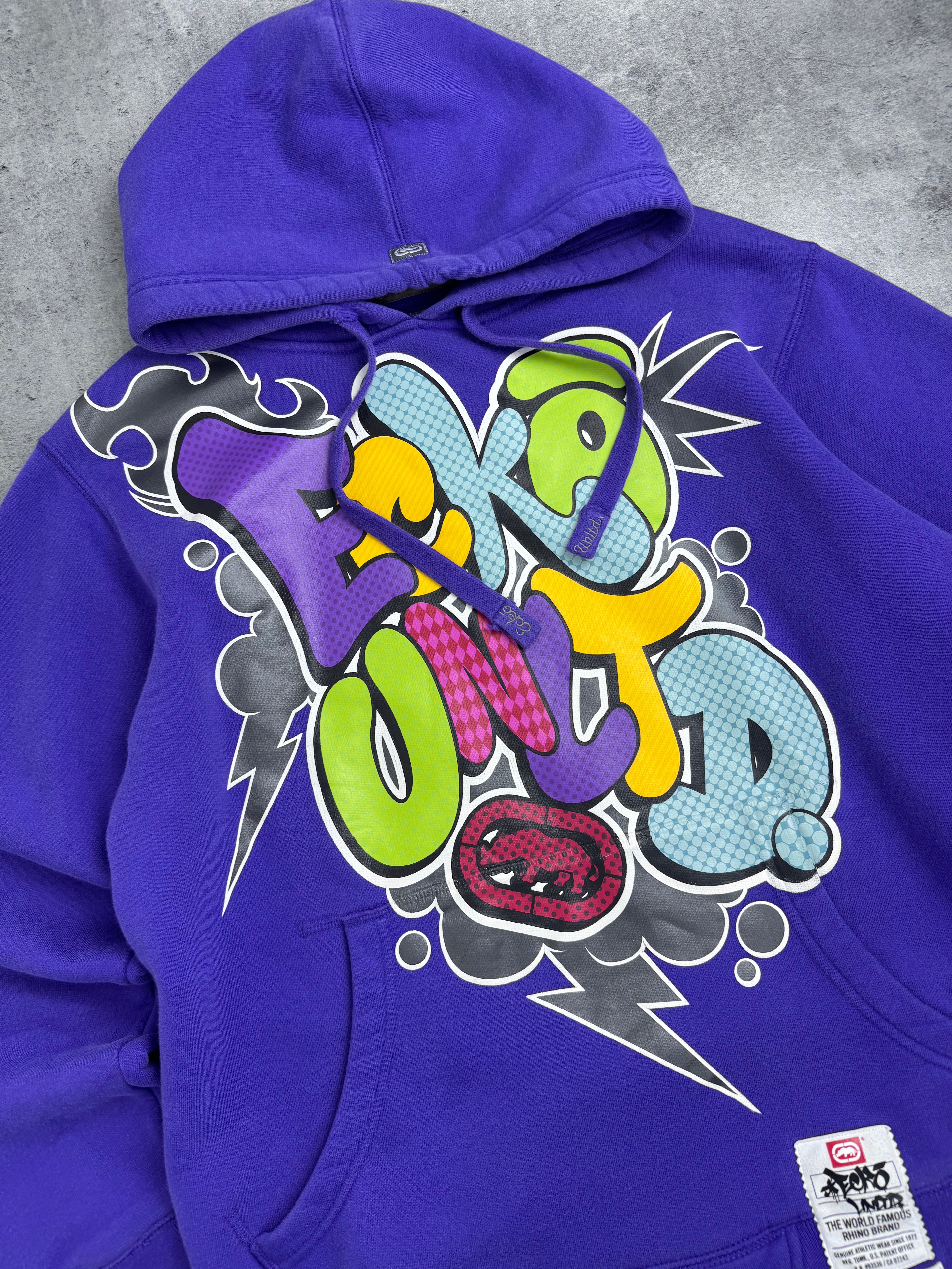 Vintage Ecko Unltd Graffiti Graphic Oversized Skater Hoodie Y2K bluza z kapturem 2000s retro