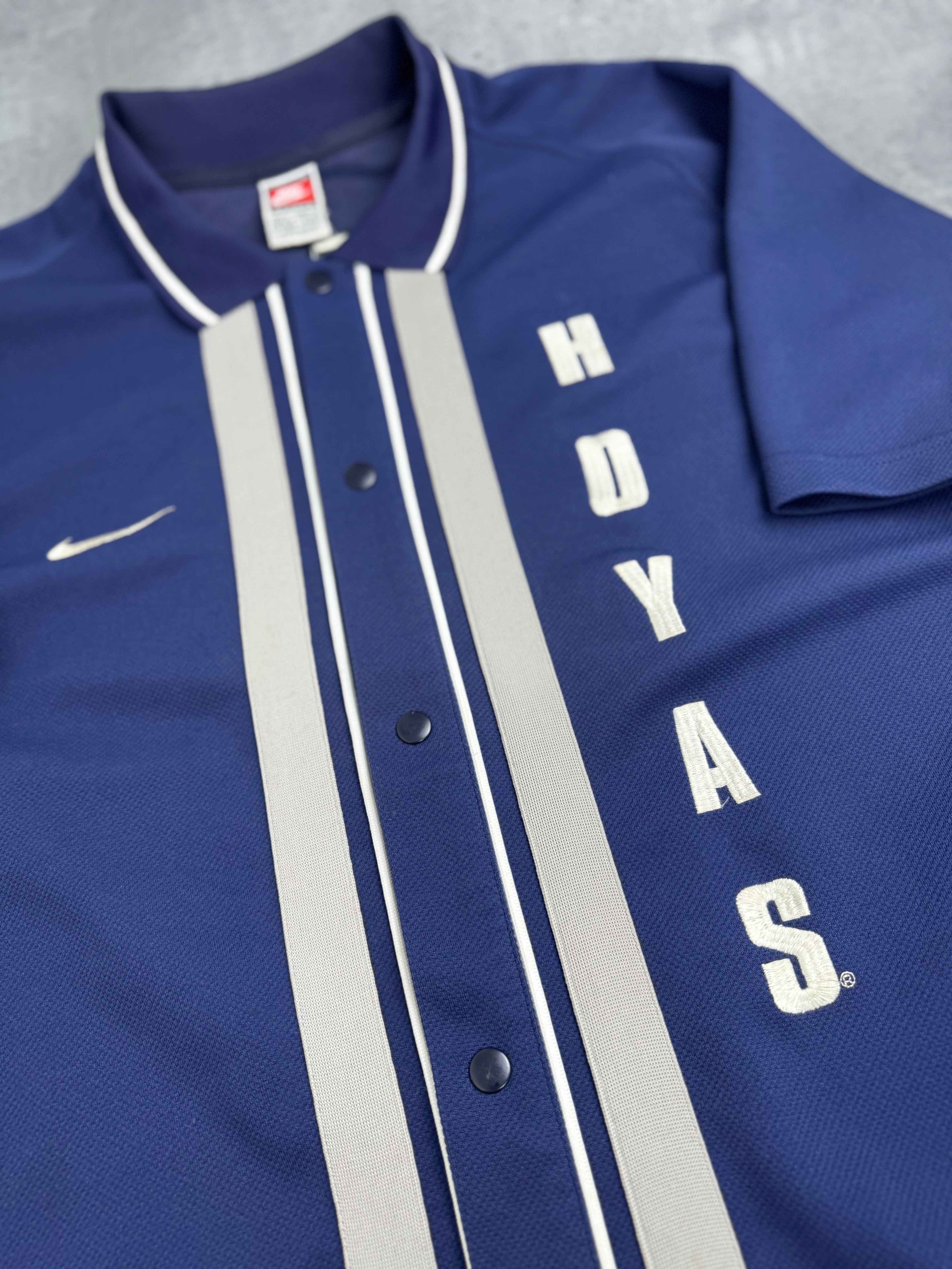 Georgetown Hoyas Vintage Warm Up Jersey Basketball Koszulka 90s Nike Baseball NCAA Oversized Top Koszykarska