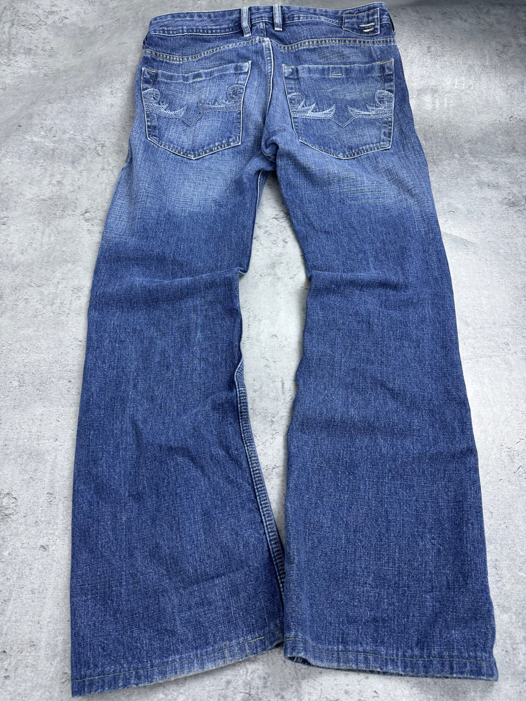 Diesel Industry Bootcut Spodnie Poszerzane Dzwony Flared y2k Jeansy Jeansowe 2000s Era Back Pocket Embroidery
