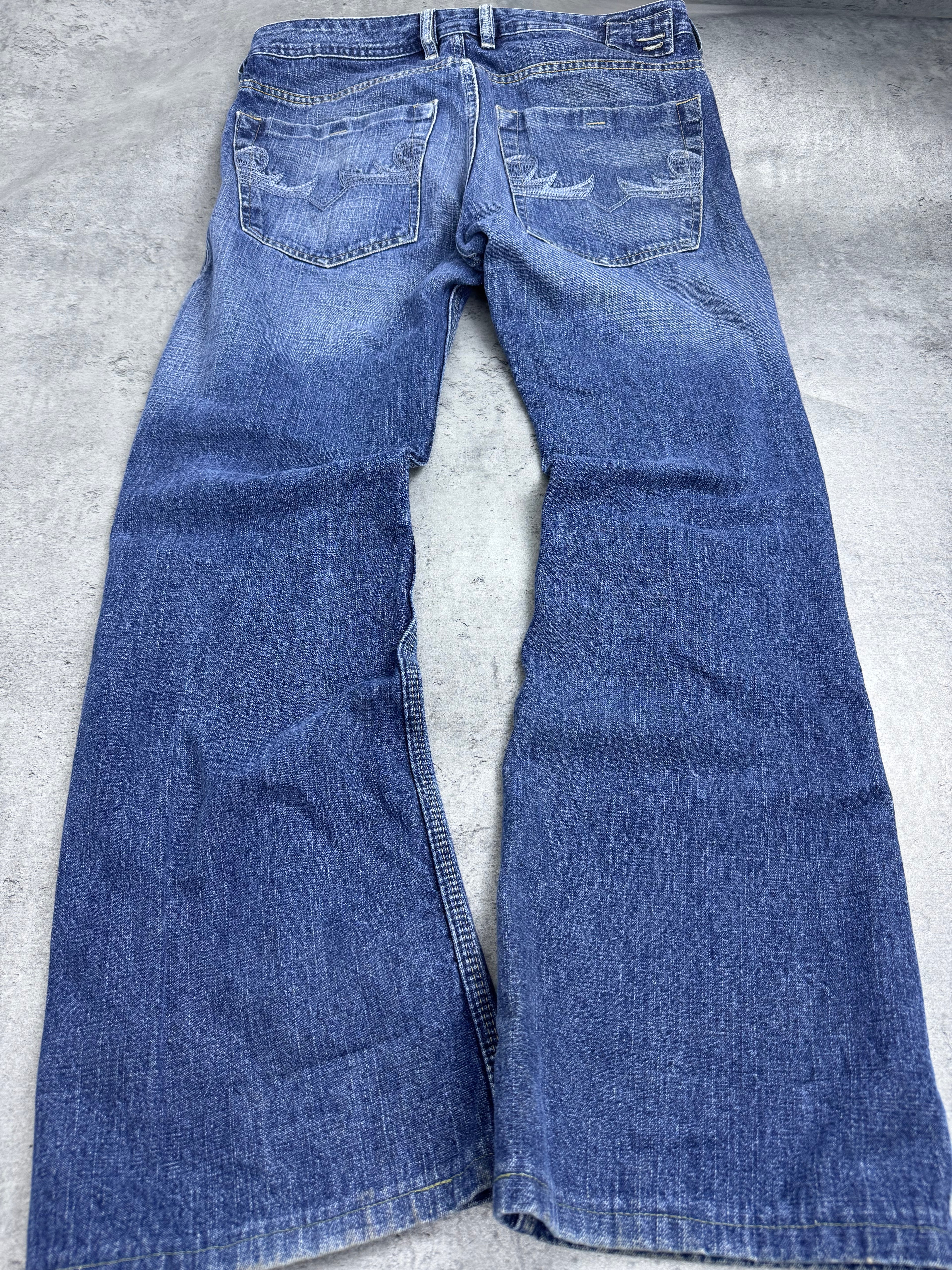 Diesel Industry Bootcut Spodnie Poszerzane Dzwony Flared y2k Jeansy Jeansowe 2000s Era Back Pocket Embroidery