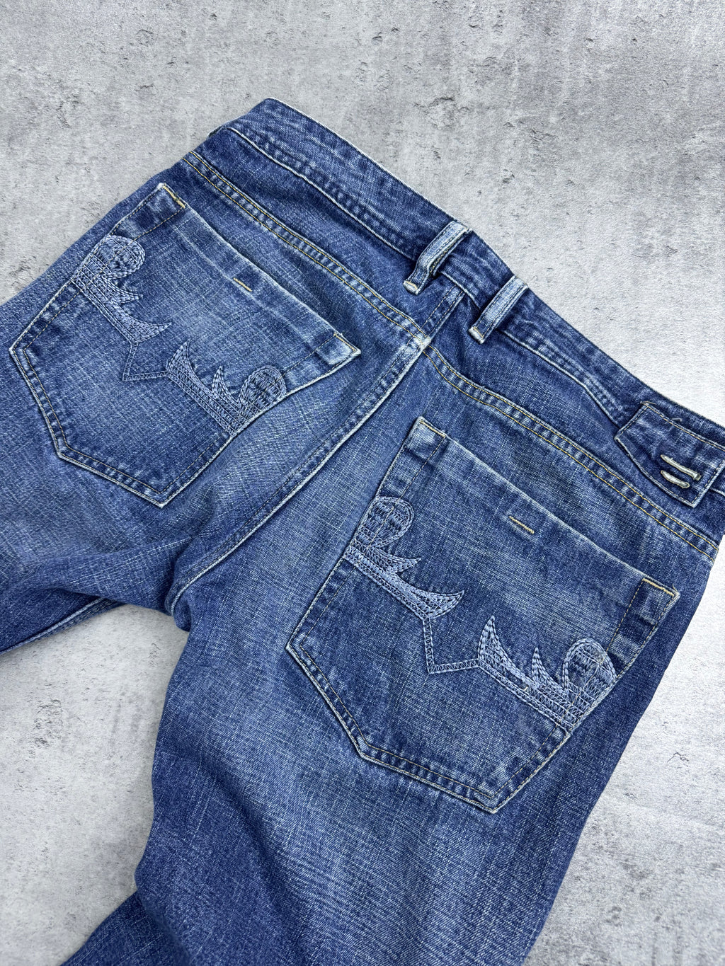Diesel Industry Bootcut Spodnie Poszerzane Dzwony Flared y2k Jeansy Jeansowe 2000s Era Back Pocket Embroidery