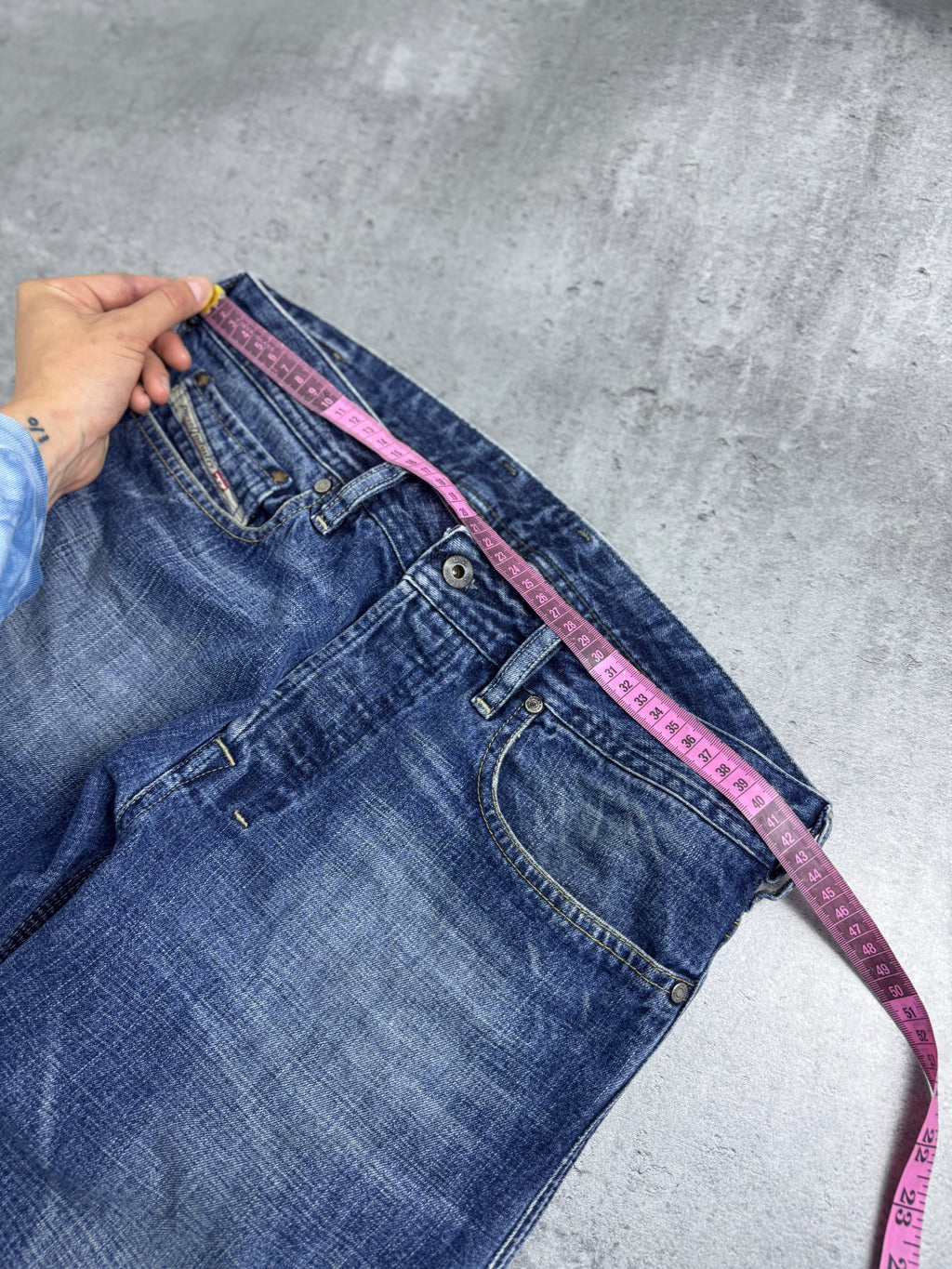 Diesel Industry Bootcut Spodnie Poszerzane Dzwony Flared y2k Jeansy Jeansowe 2000s Era Back Pocket Embroidery